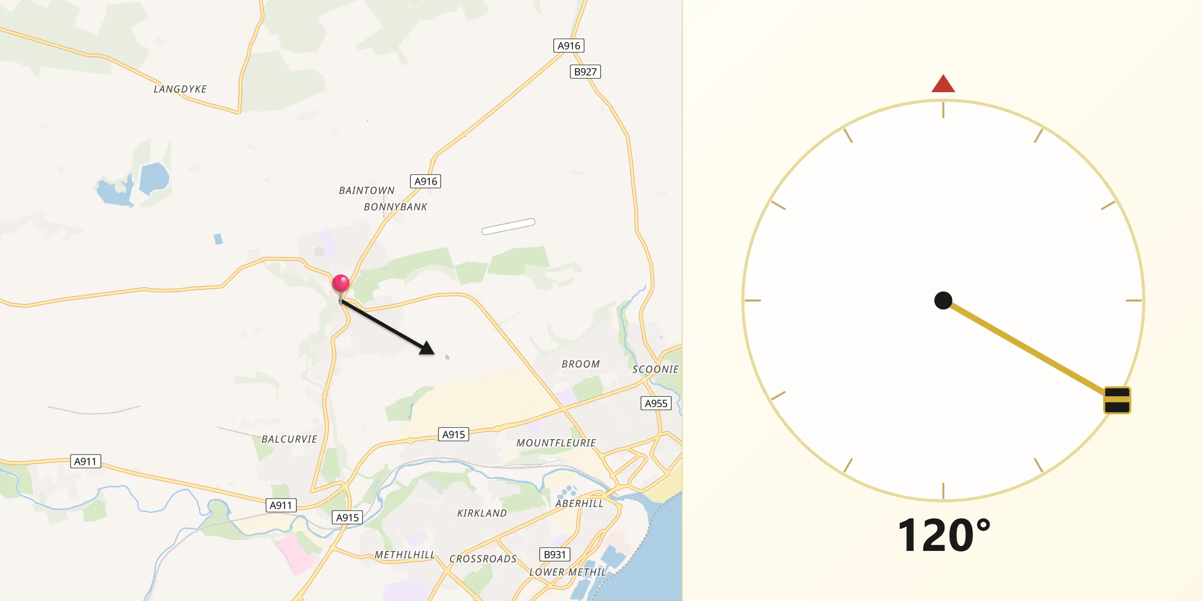 Qibla Direction from Kennoway