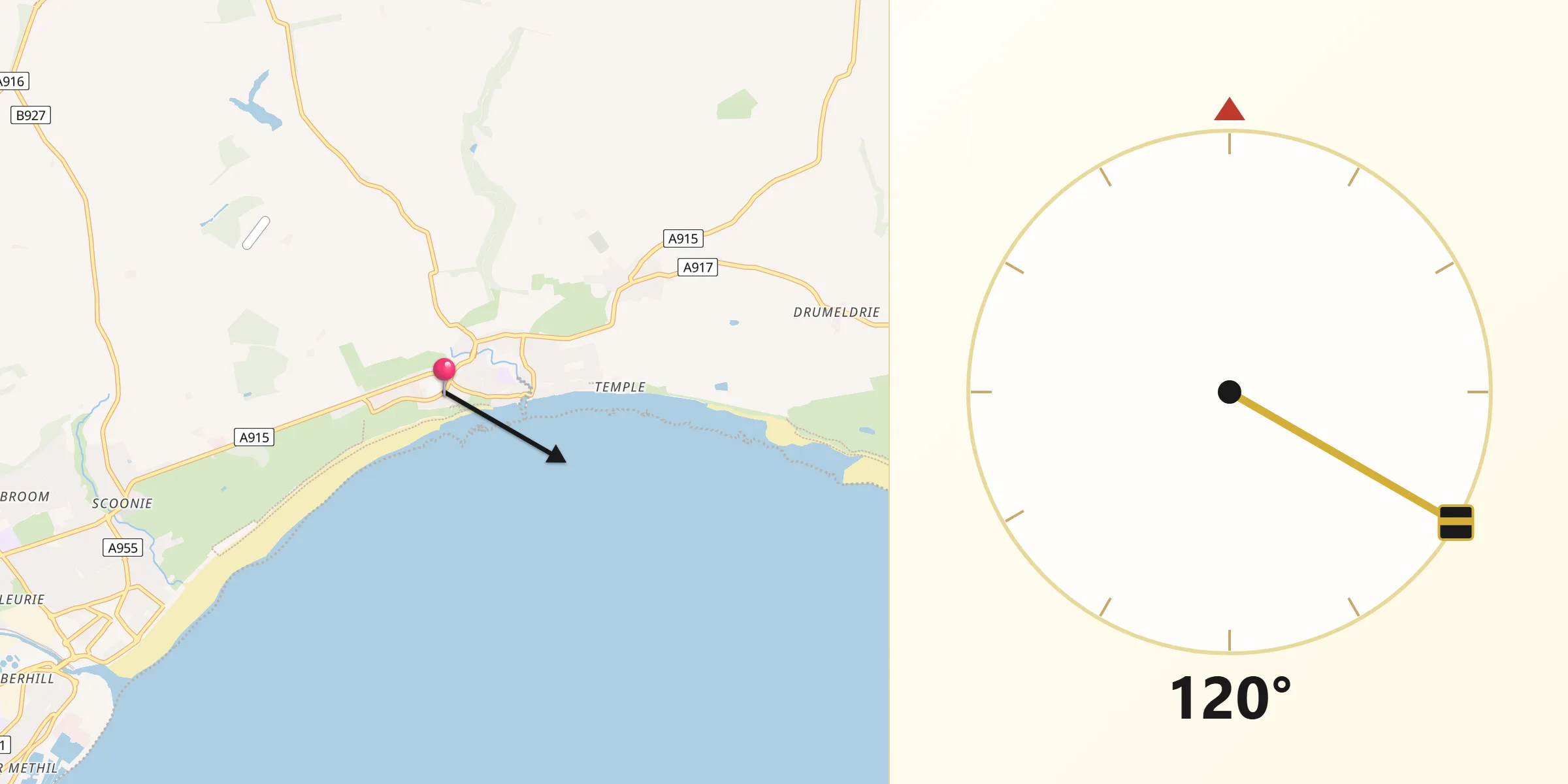 Qibla Direction from Lundin Links