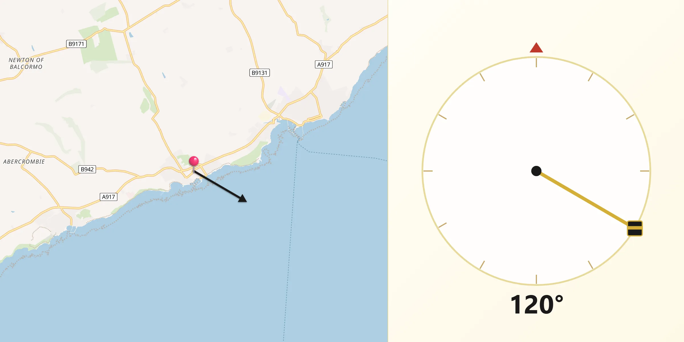 Qibla Direction from Pittenweem