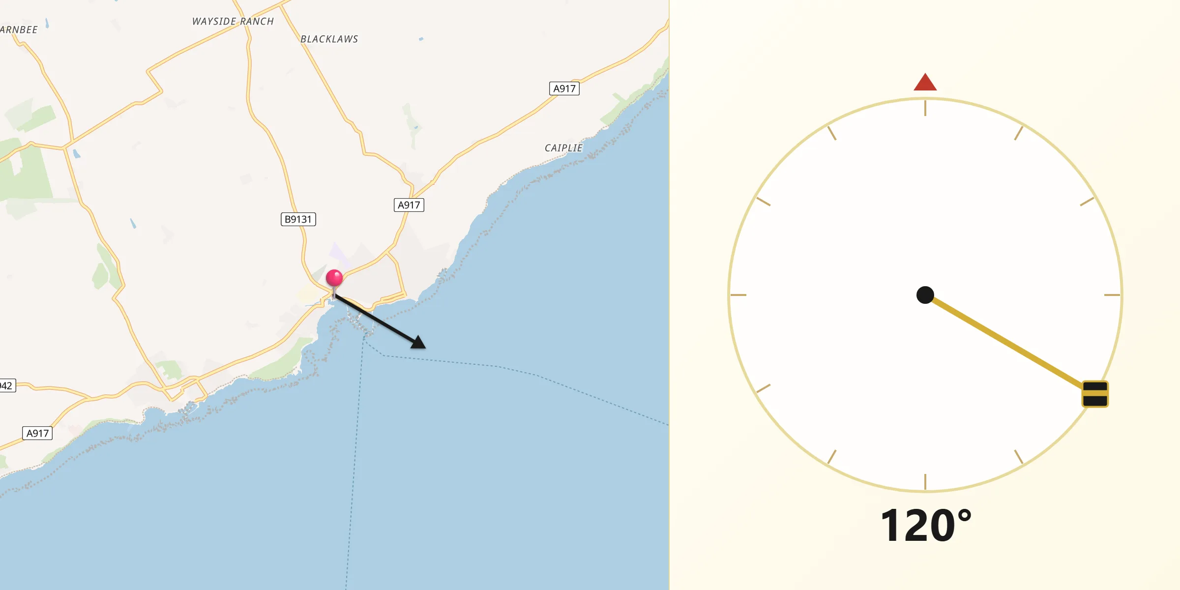Qibla Direction from Anstruther