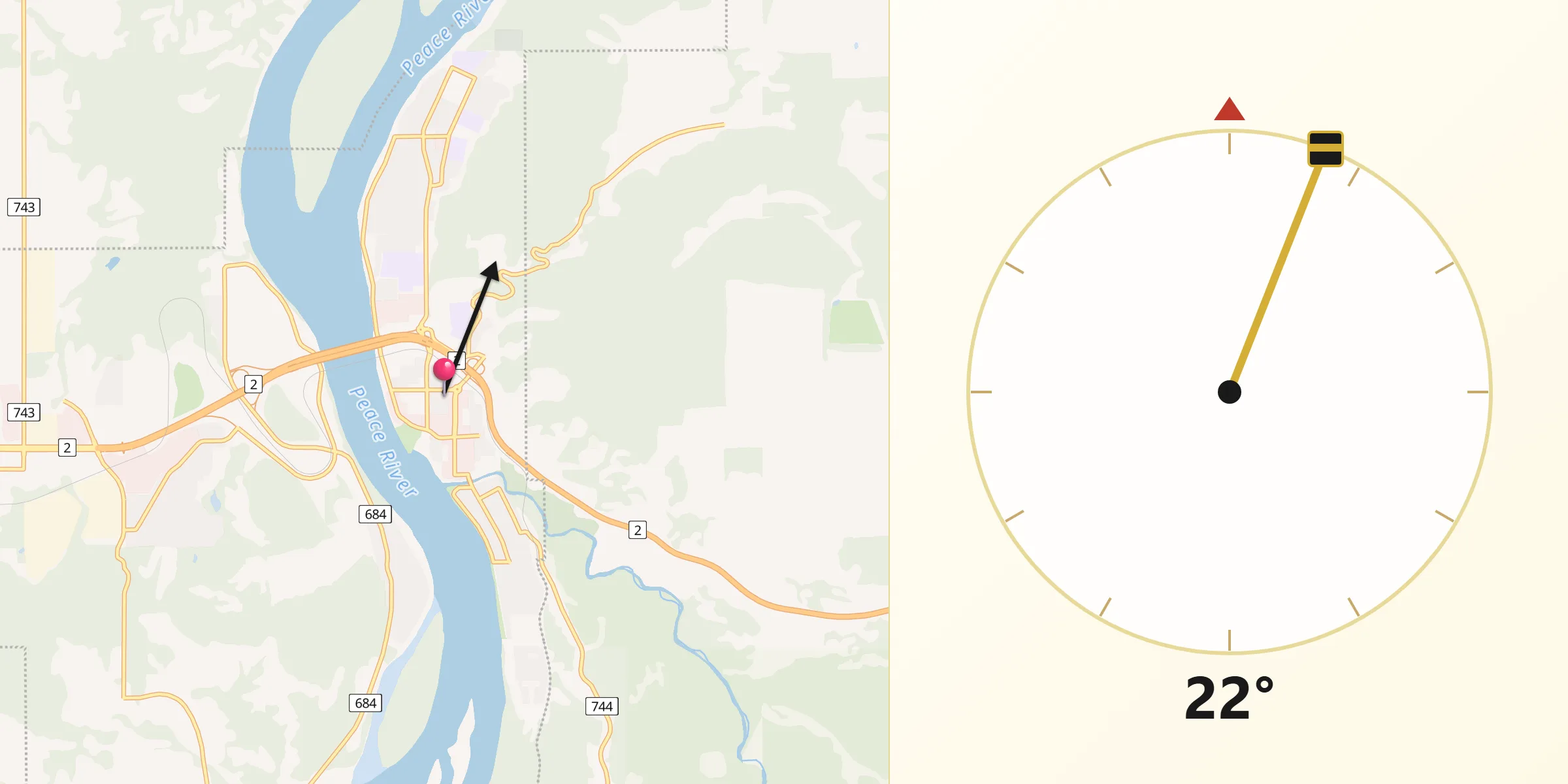 Qibla Direction from Peace River