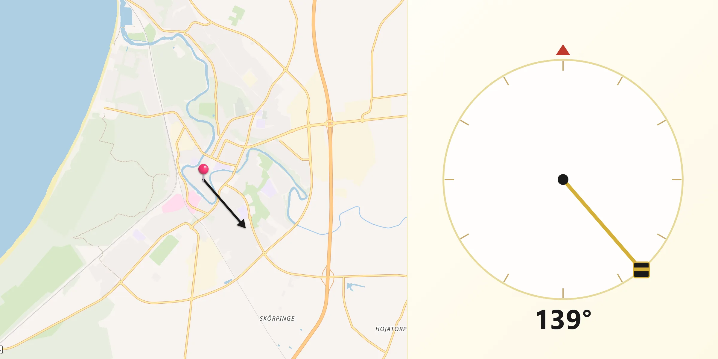 Qibla Riktning från Ängelholm