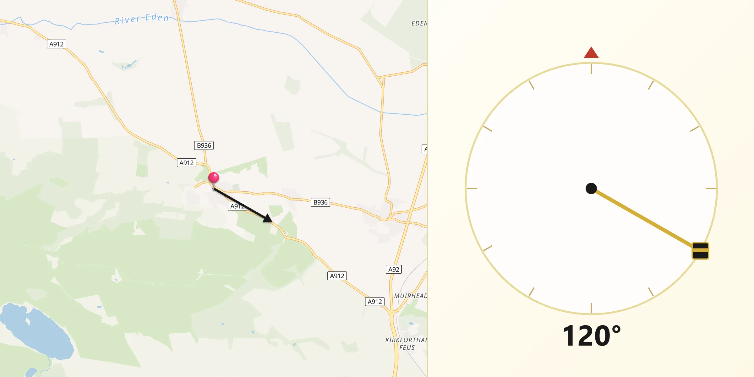 Qibla Direction from Falkland