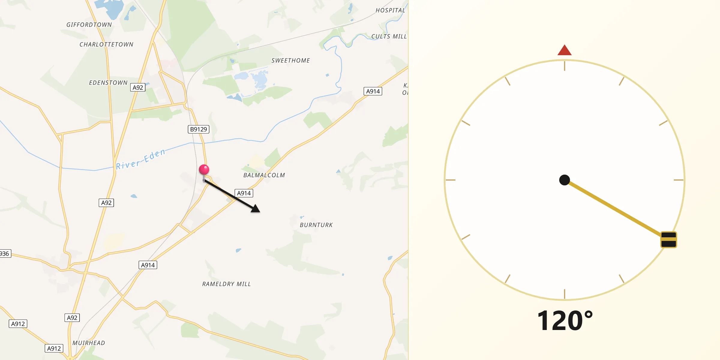 Qibla Direction from Kingskettle