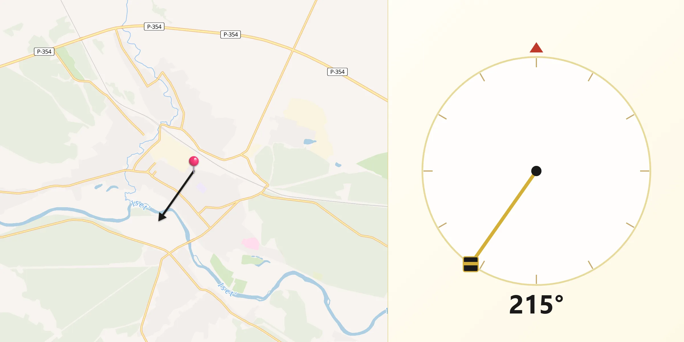 Направление Киблы из Катайск