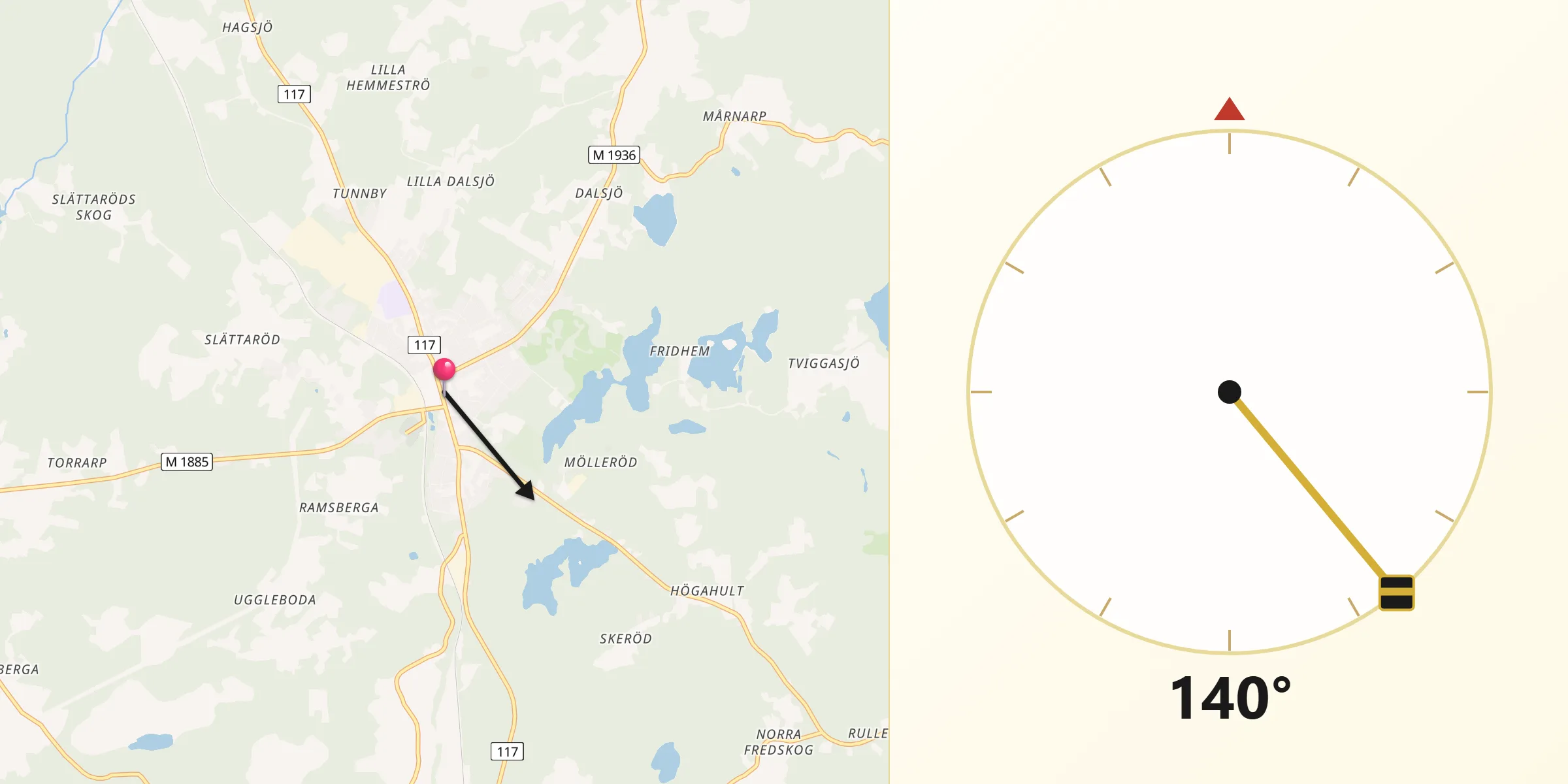 Qibla Riktning från Bjärnum