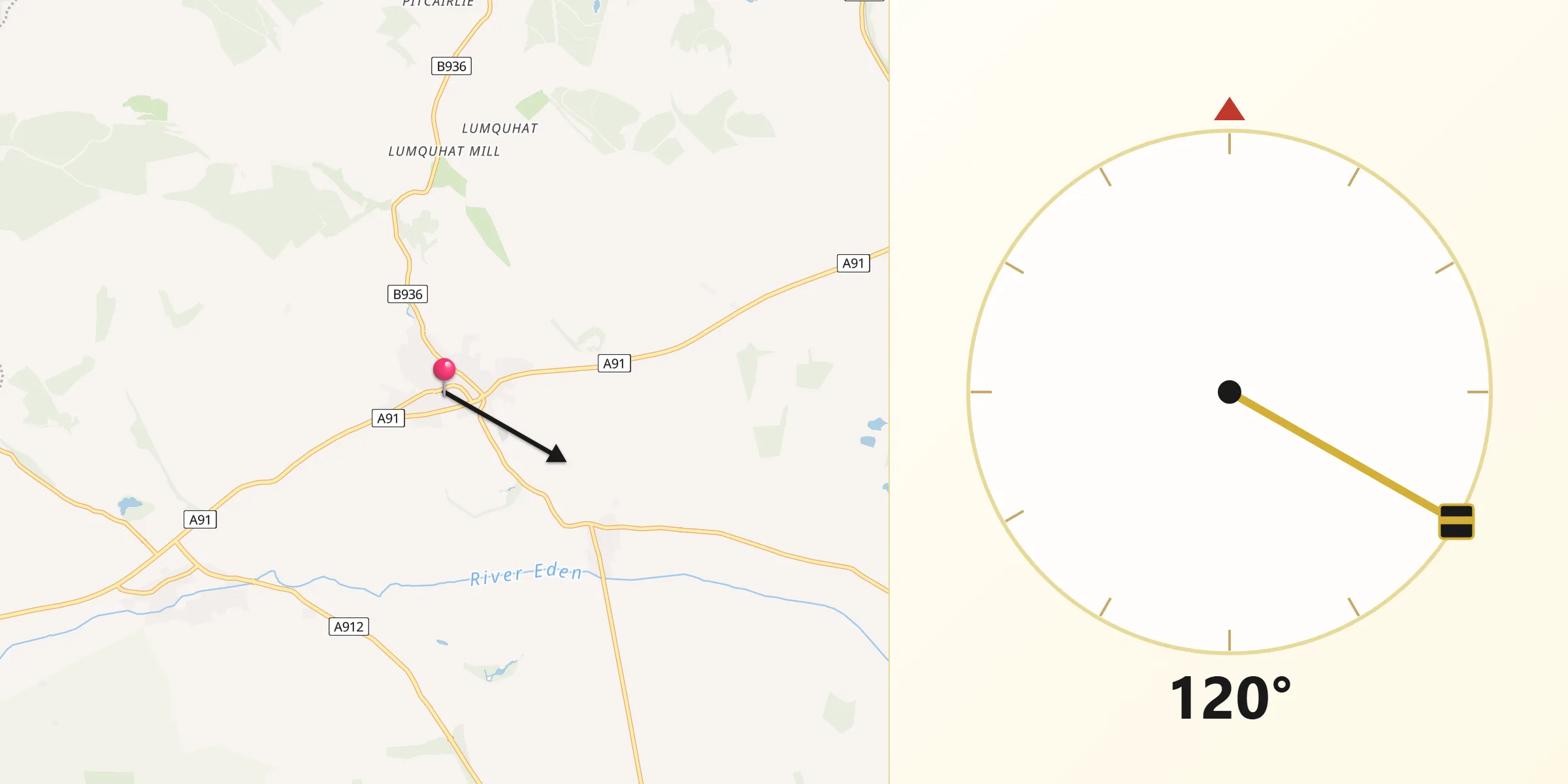 Qibla Direction from Auchtermuchty