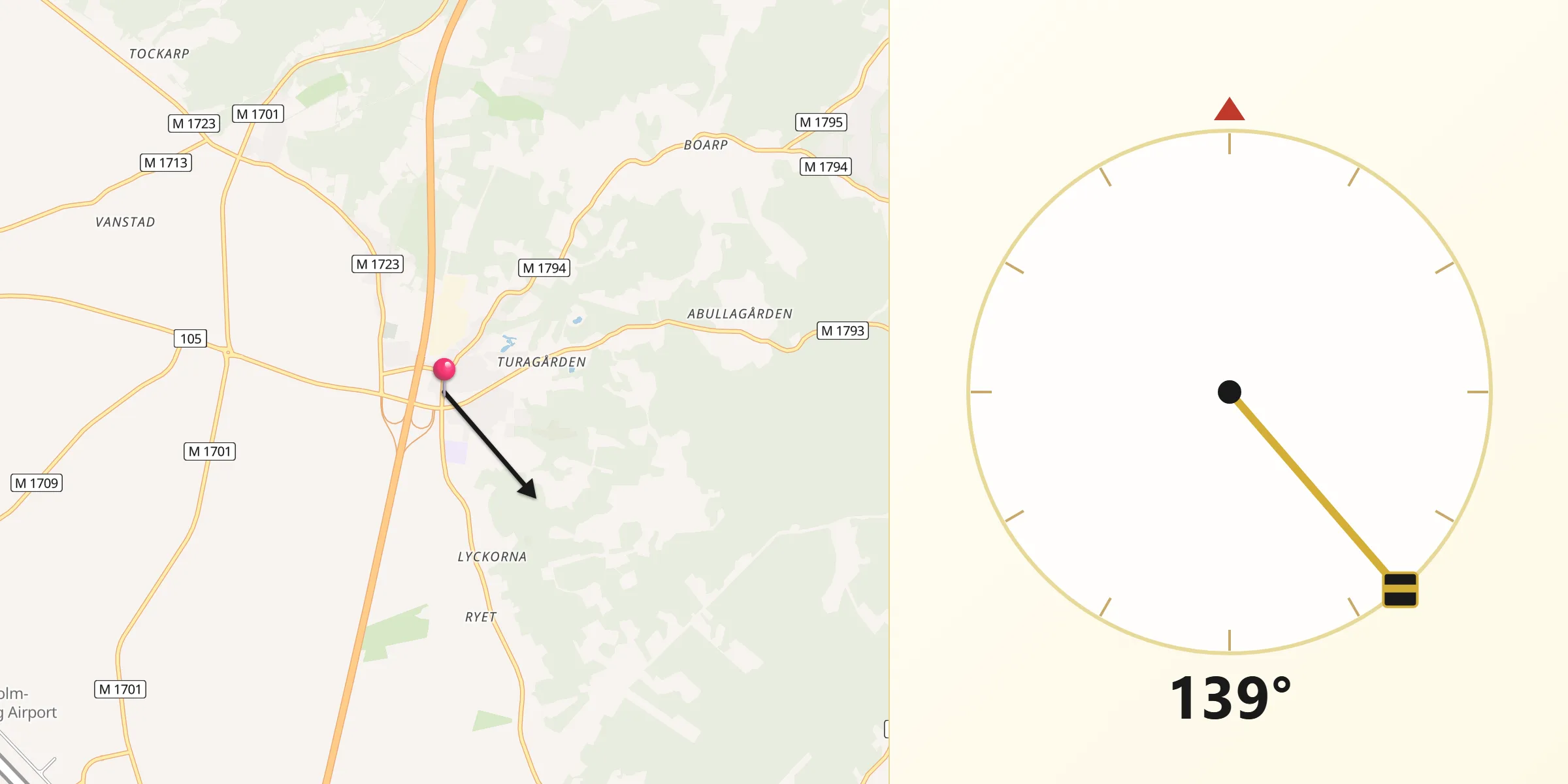Qibla Riktning från Hjärnarp