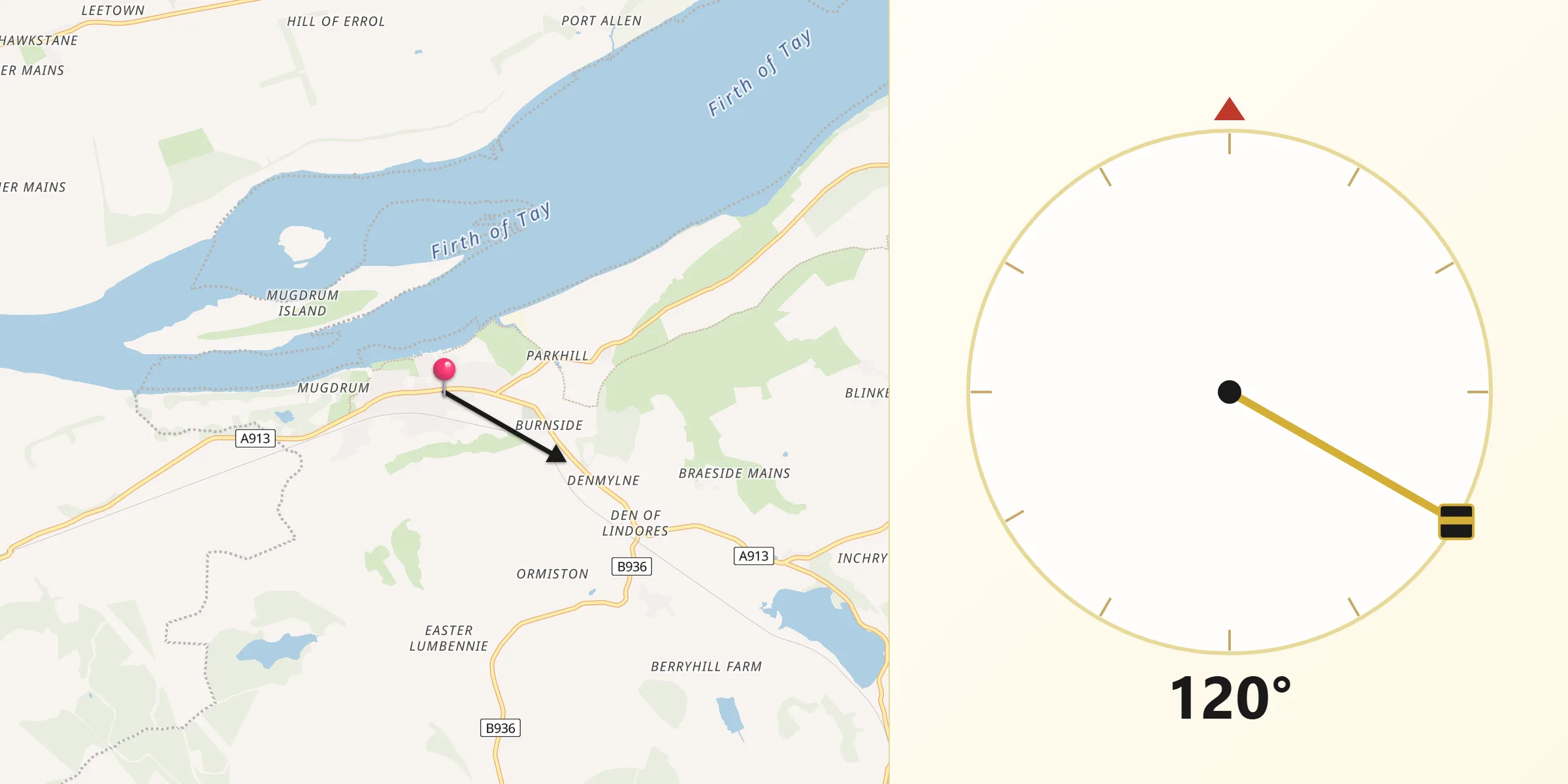 Qibla Direction from Newburgh