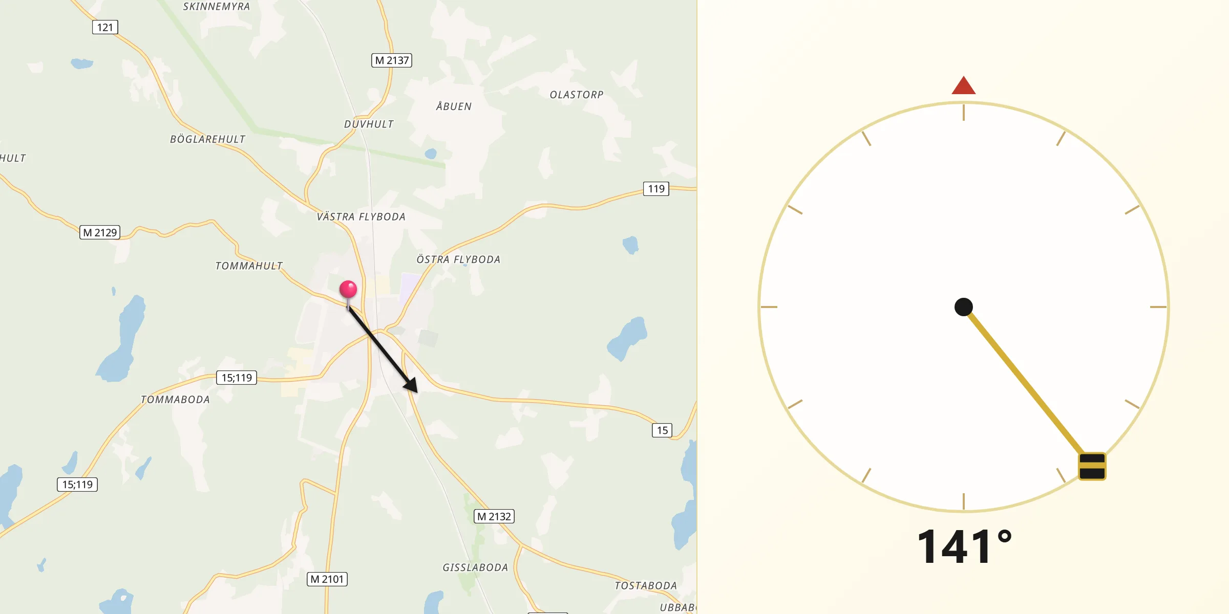Qibla Riktning från Lönsboda