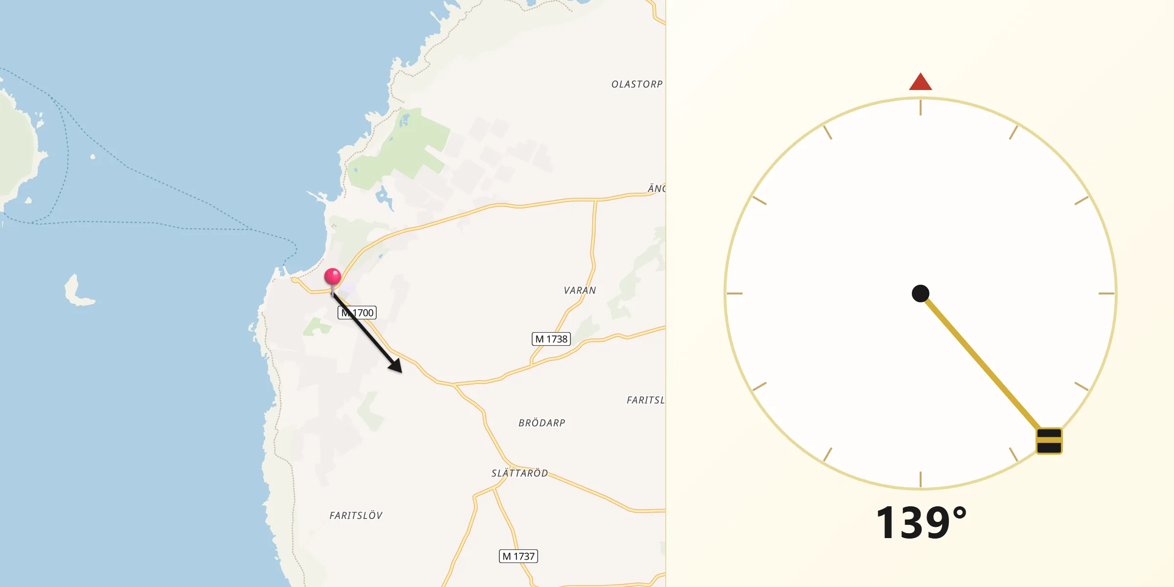 Qibla Riktning från Torekov