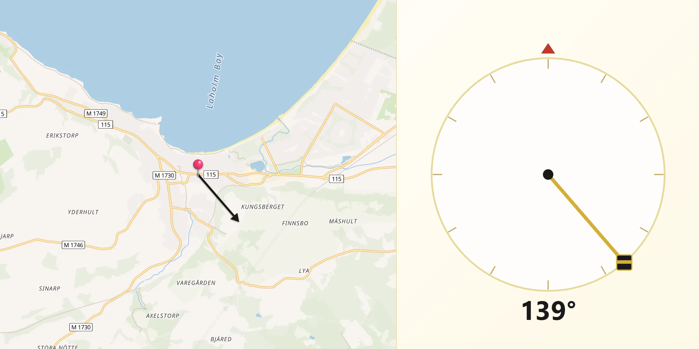 Qibla Riktning från Båstad