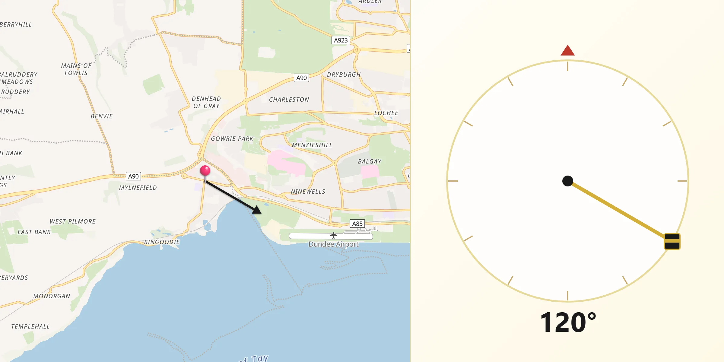 Qibla Direction from Invergowrie