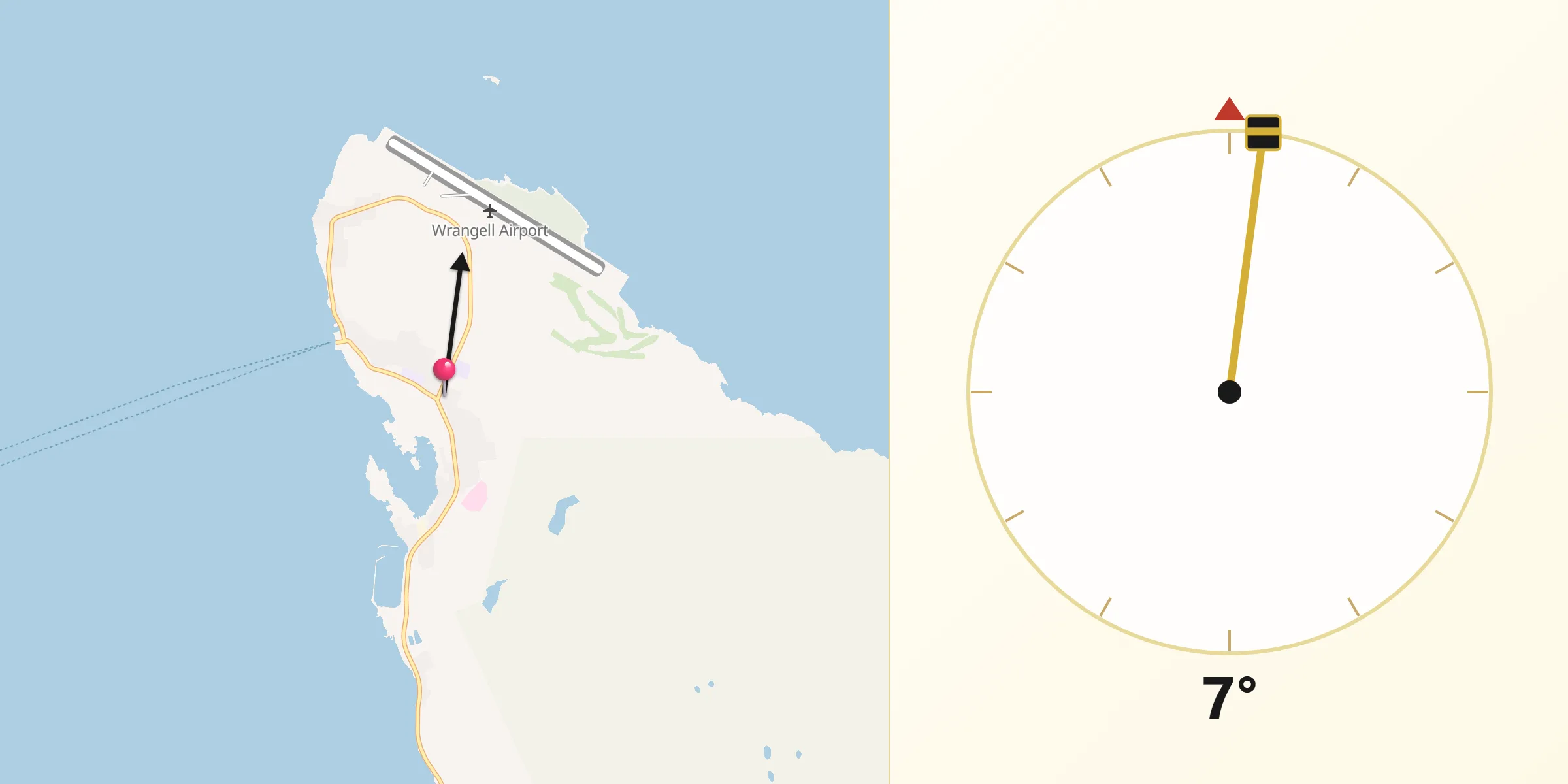 Qibla Direction from Wrangell
