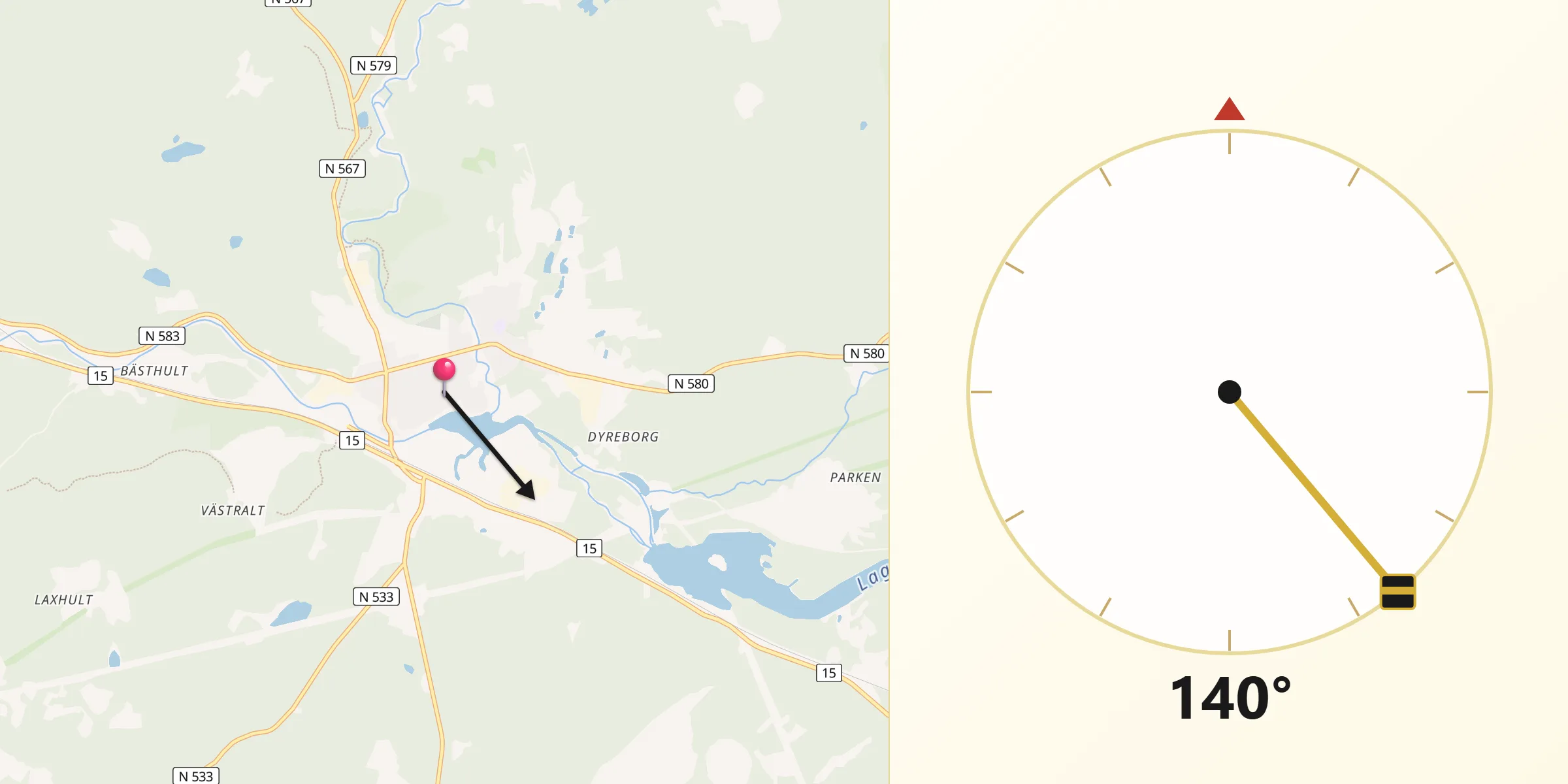 Qibla Riktning från Knäred