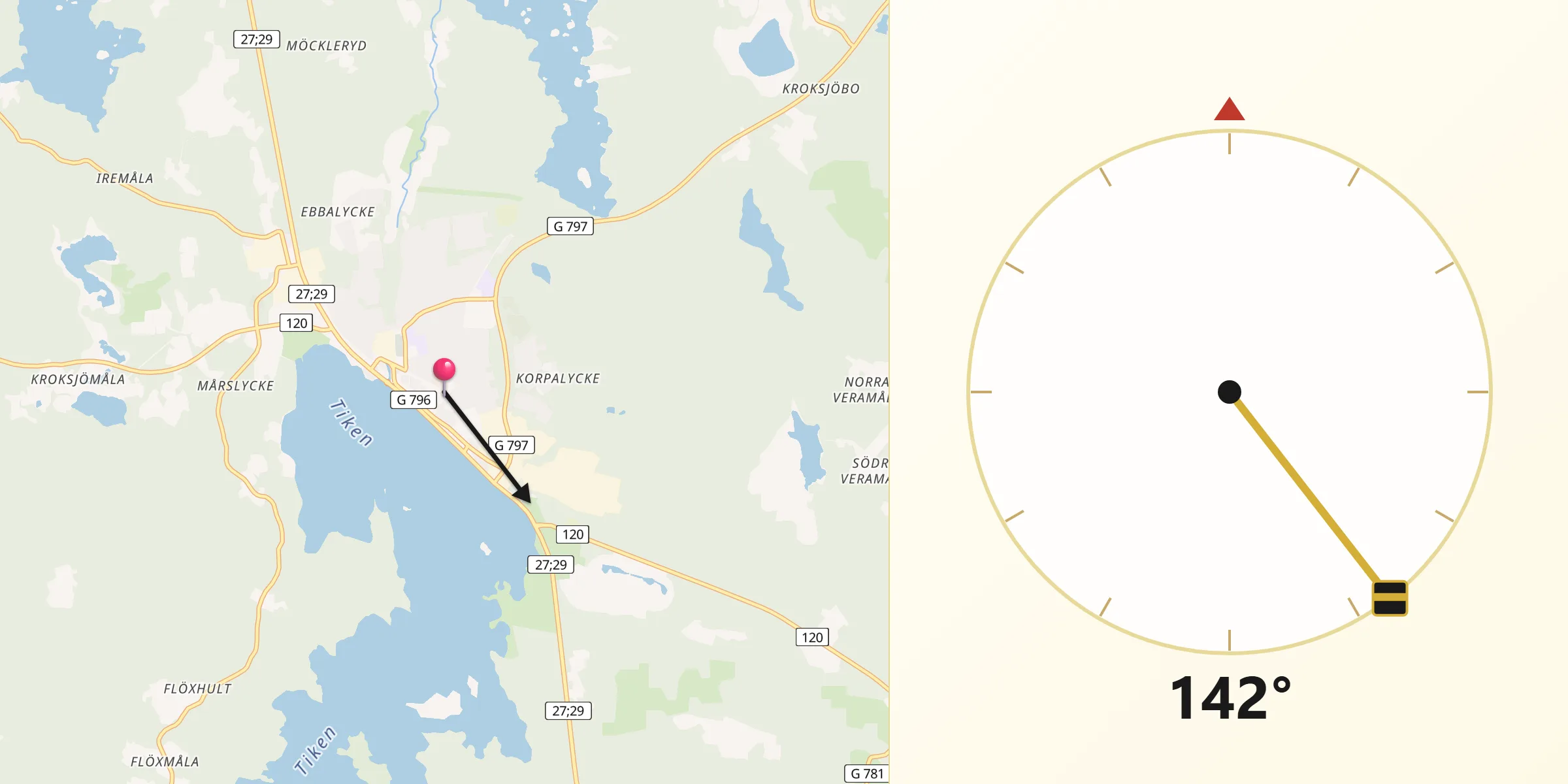 Qibla Riktning från Tingsryd