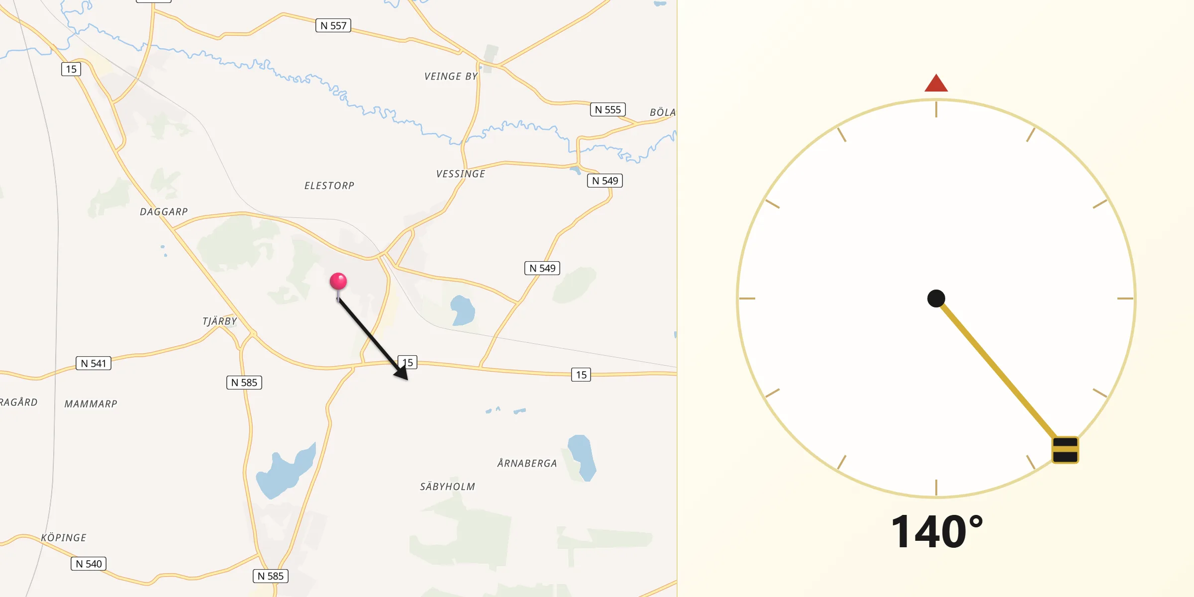 Qibla Riktning från Veinge