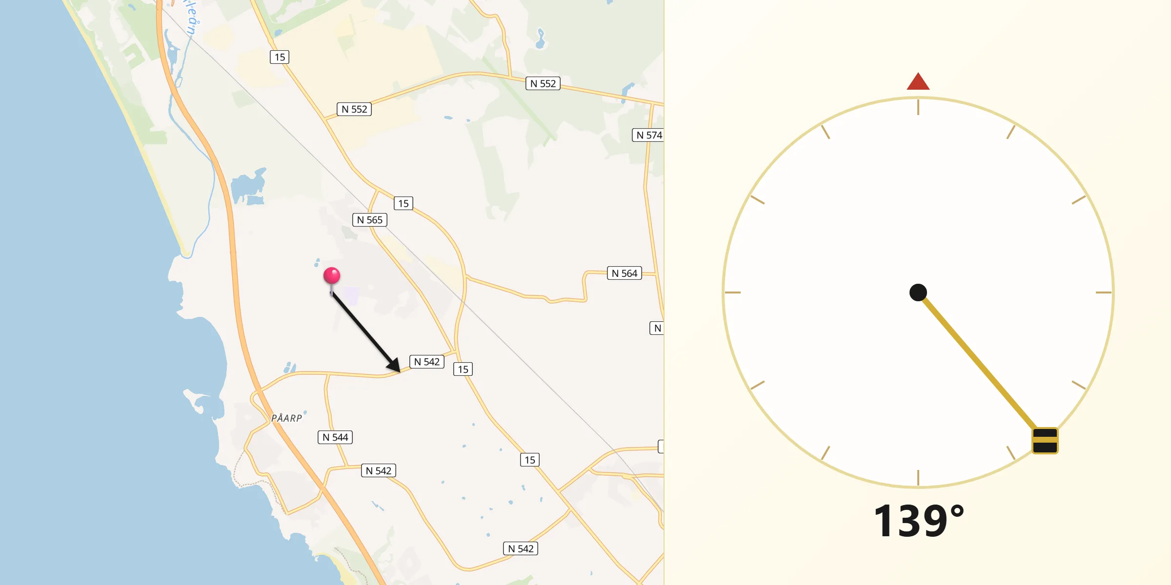 Qibla Riktning från Trönninge