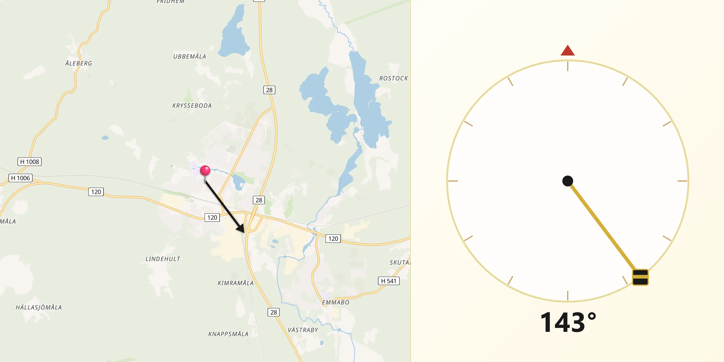Qibla Riktning från Emmaboda