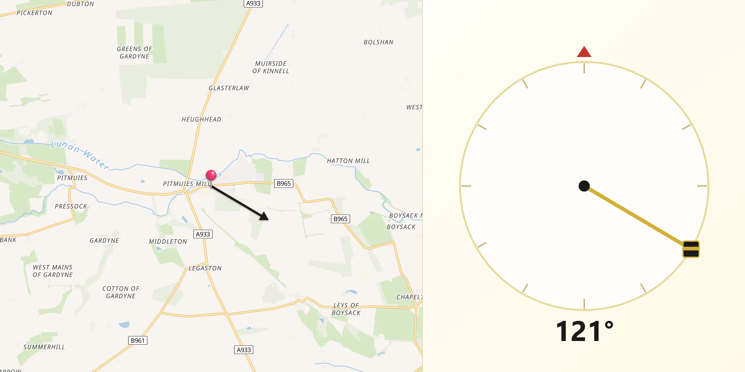 Qibla Direction from Friockheim