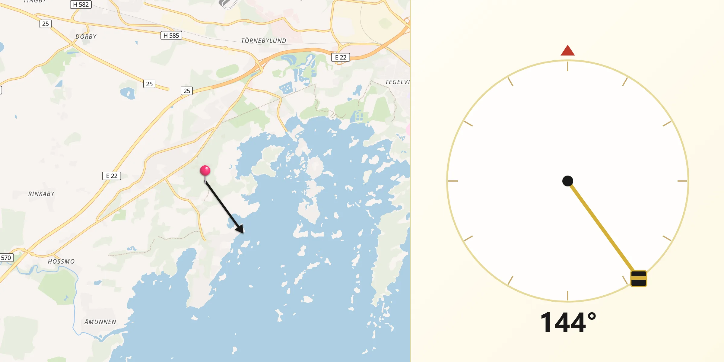 Qibla Riktning från Rinkabyholm