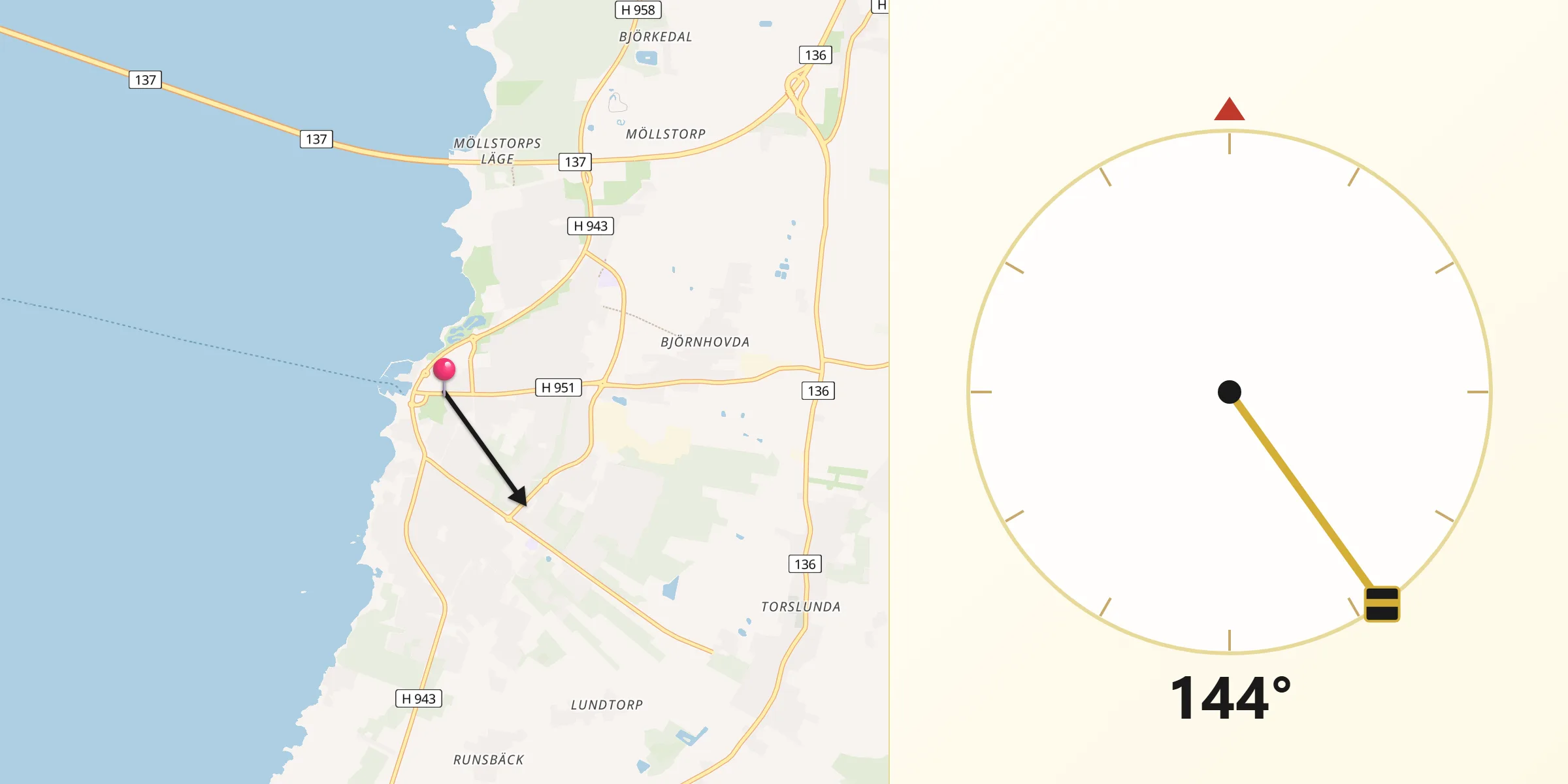 Qibla Riktning från Färjestaden