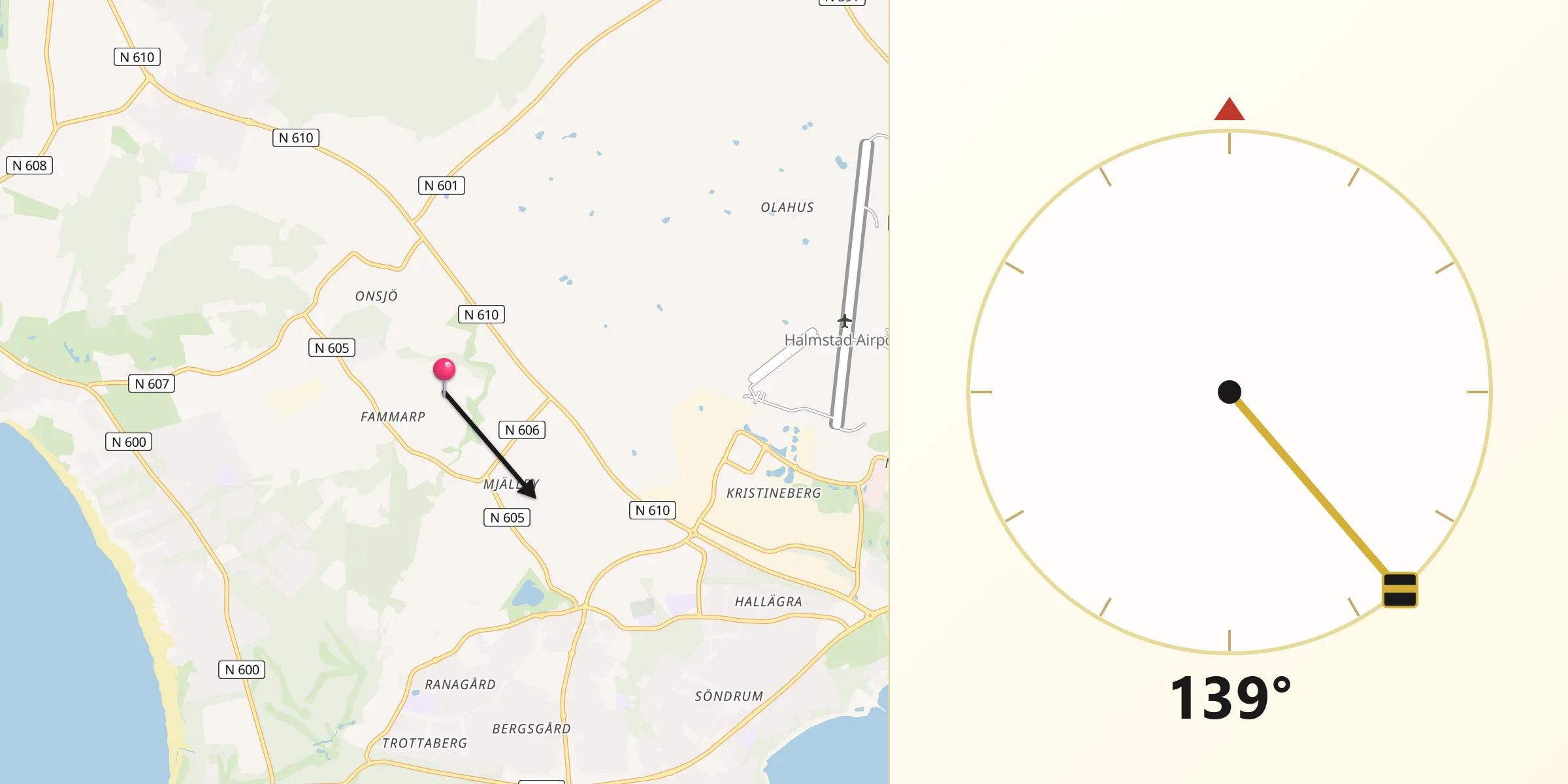 Qibla Riktning från Mjällby
