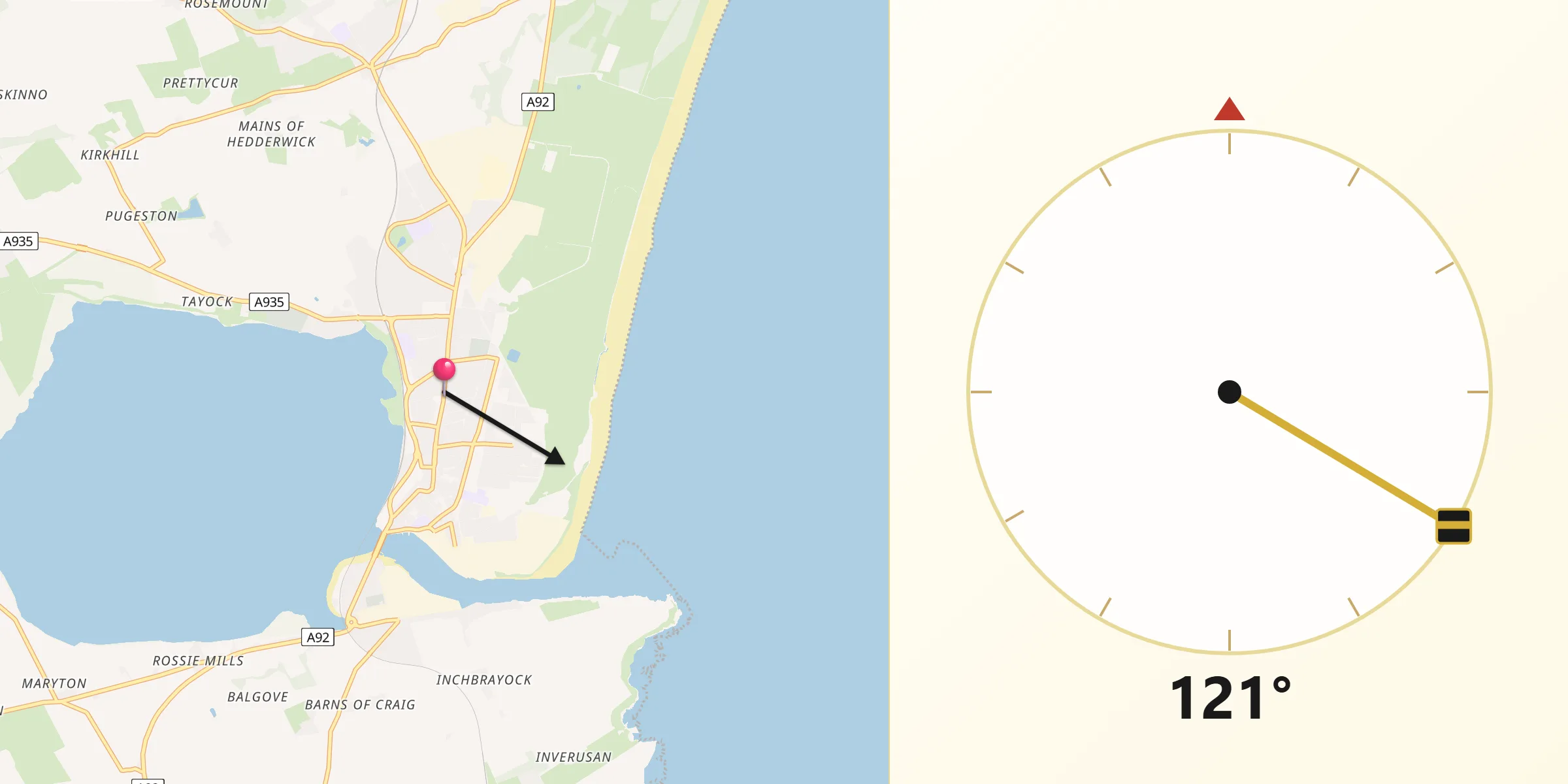 Qibla Direction from Montrose