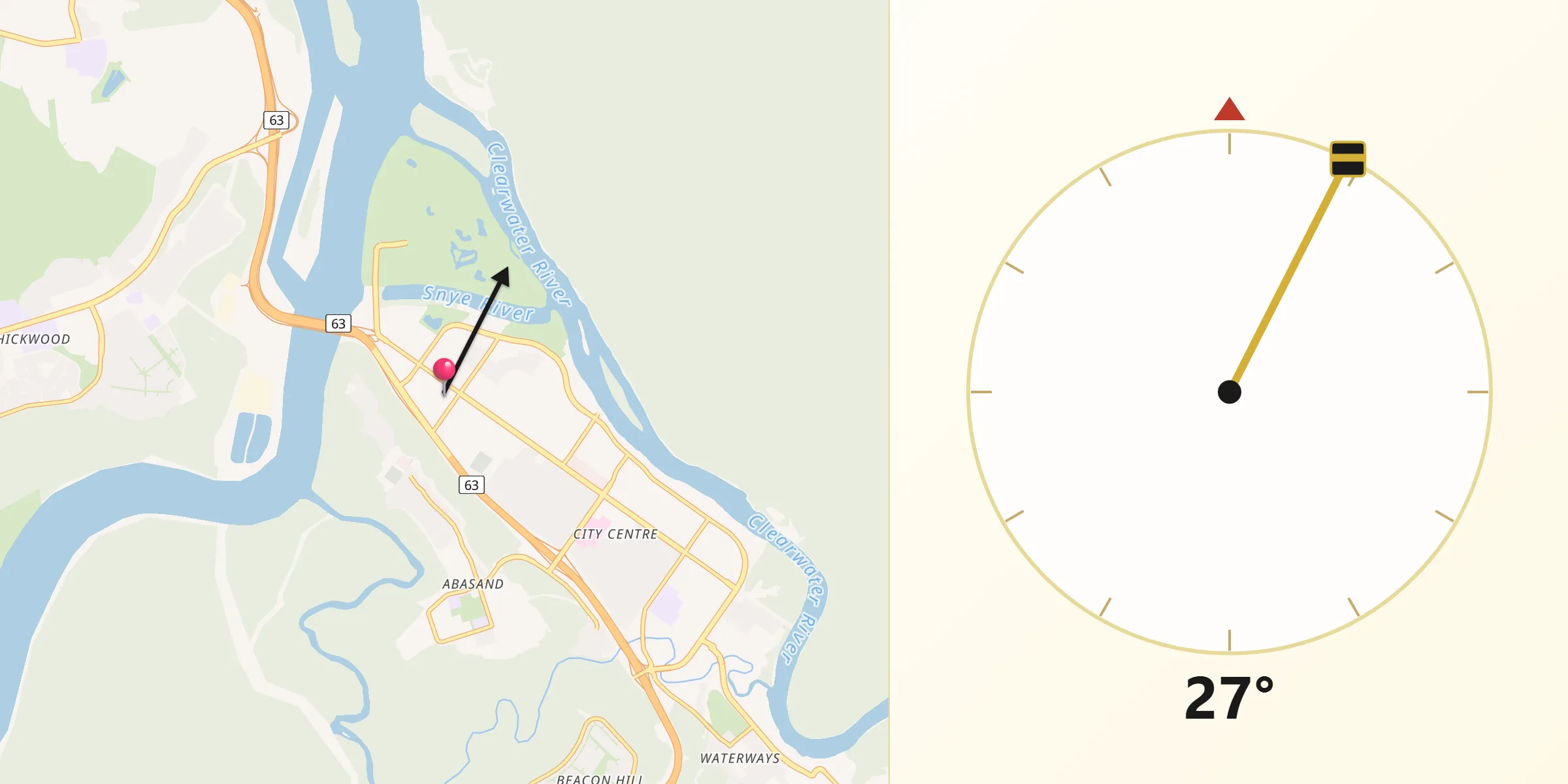 Qibla Direction from Fort McMurray
