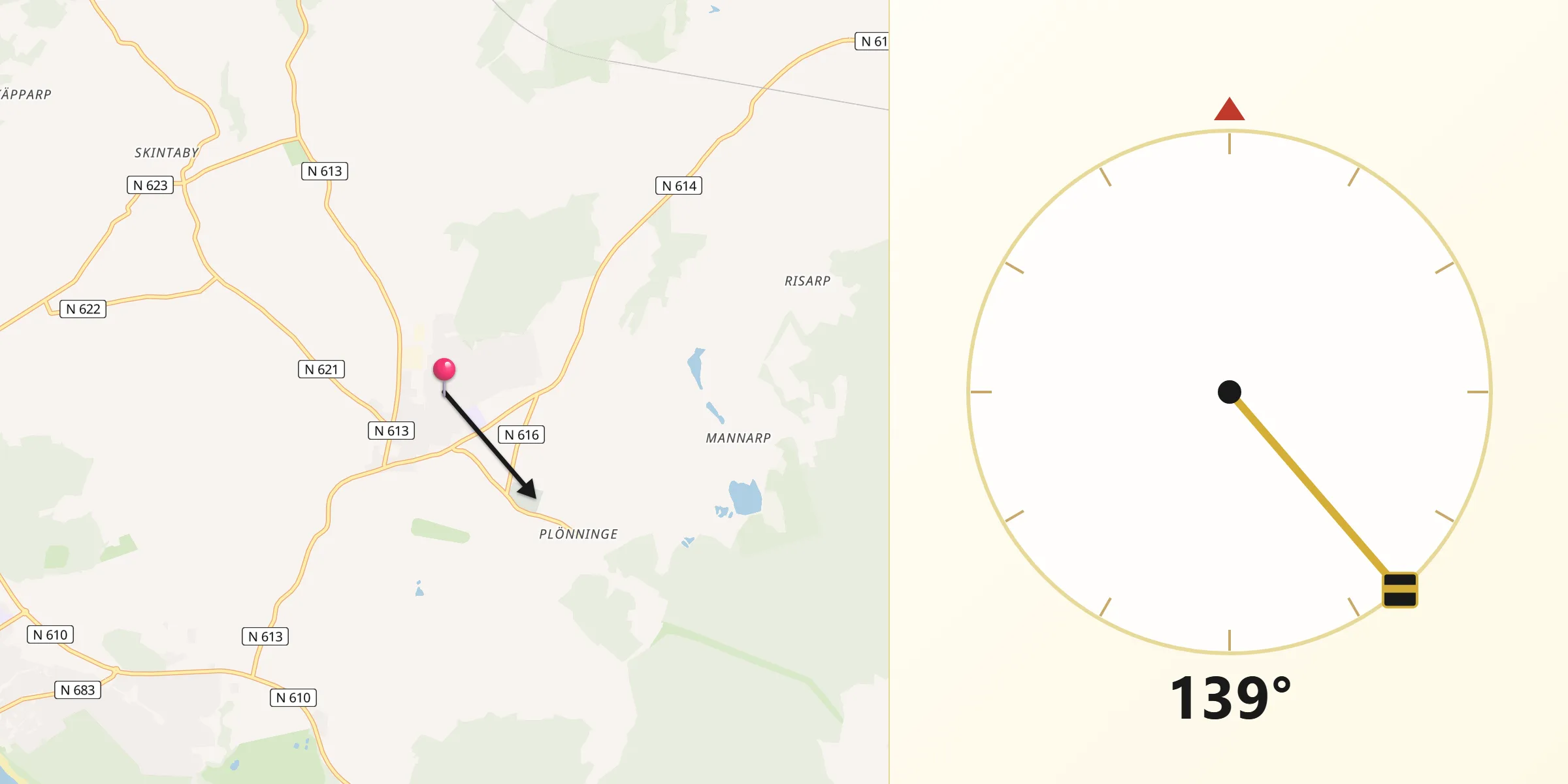 Qibla Riktning från Harplinge