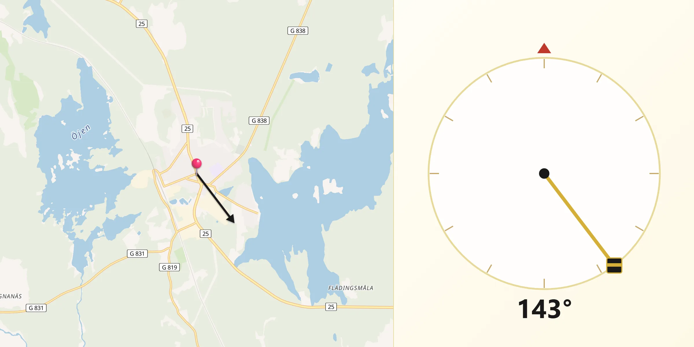 Qibla Riktning från Lessebo