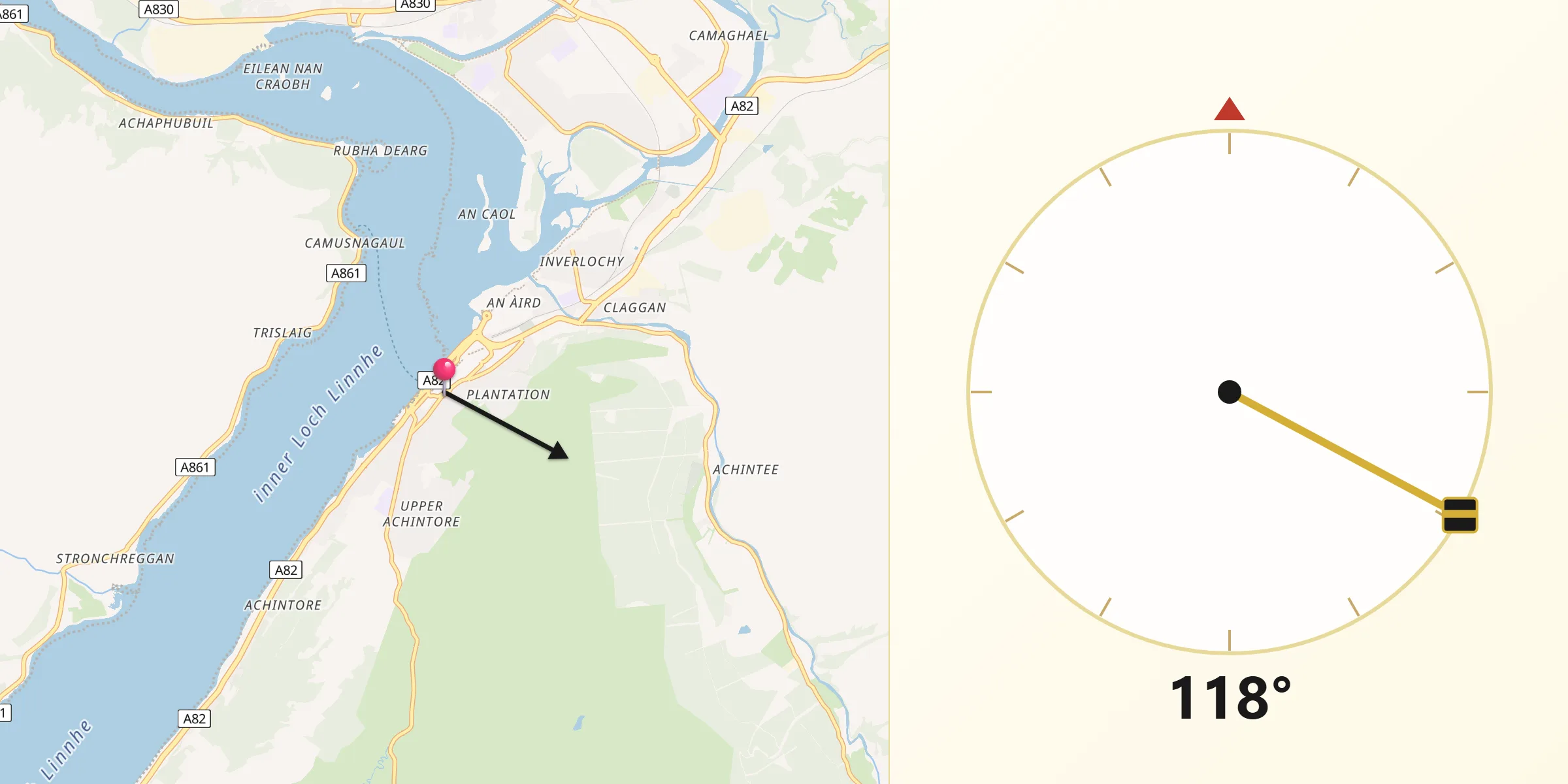 Qibla Direction from Fort William
