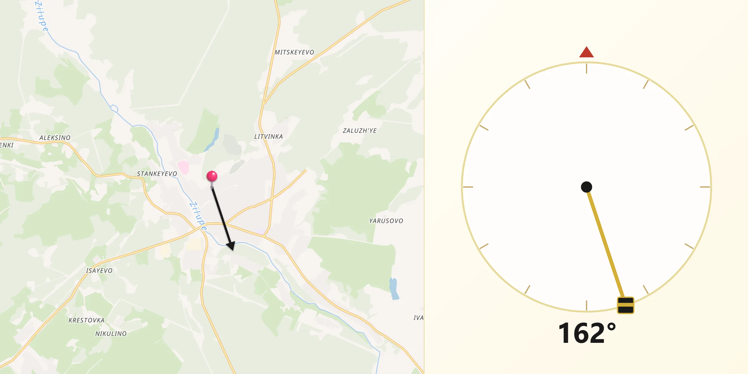 Направление Киблы из Krasnogorodsk