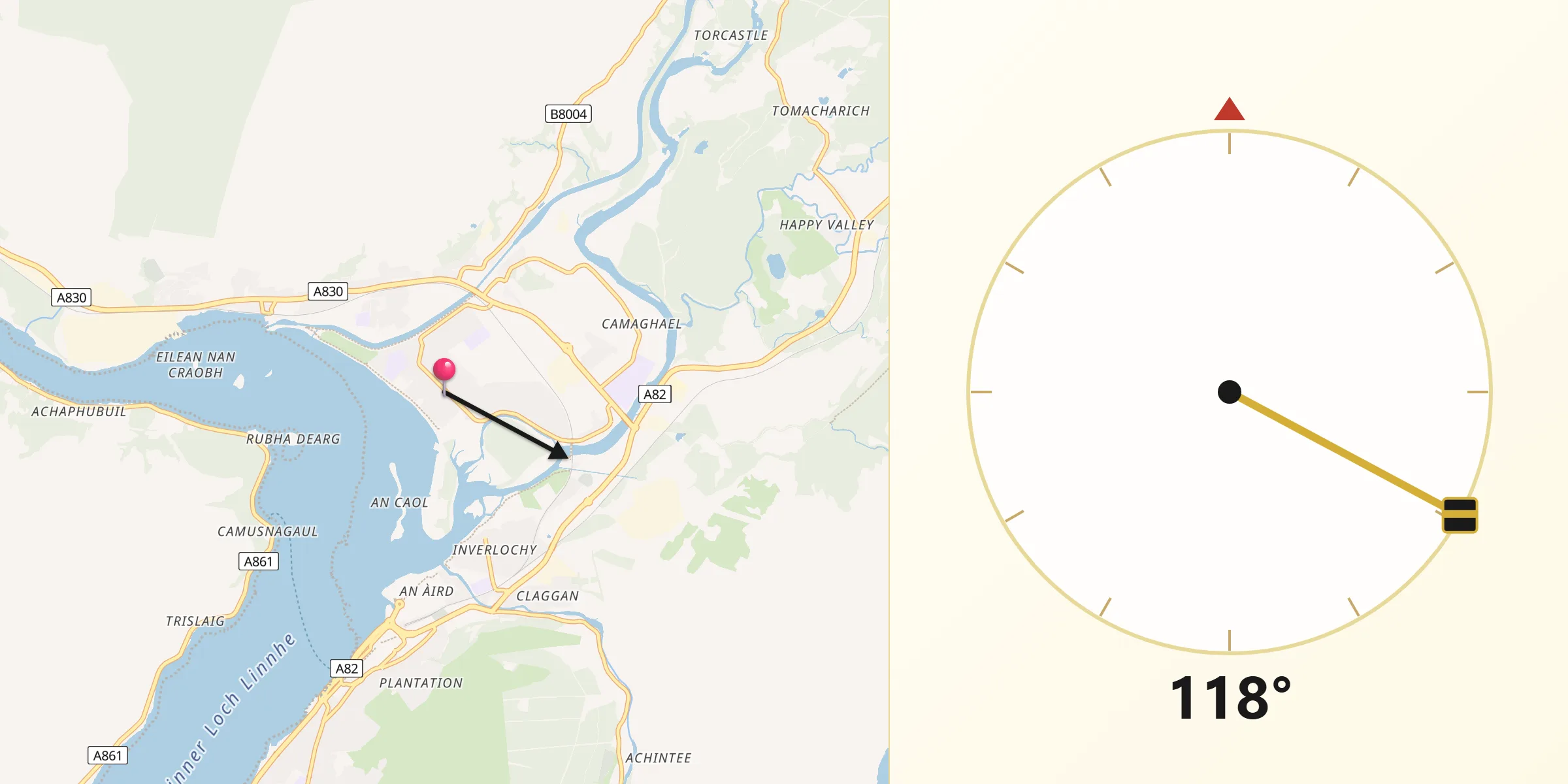 Qibla Direction from Caol
