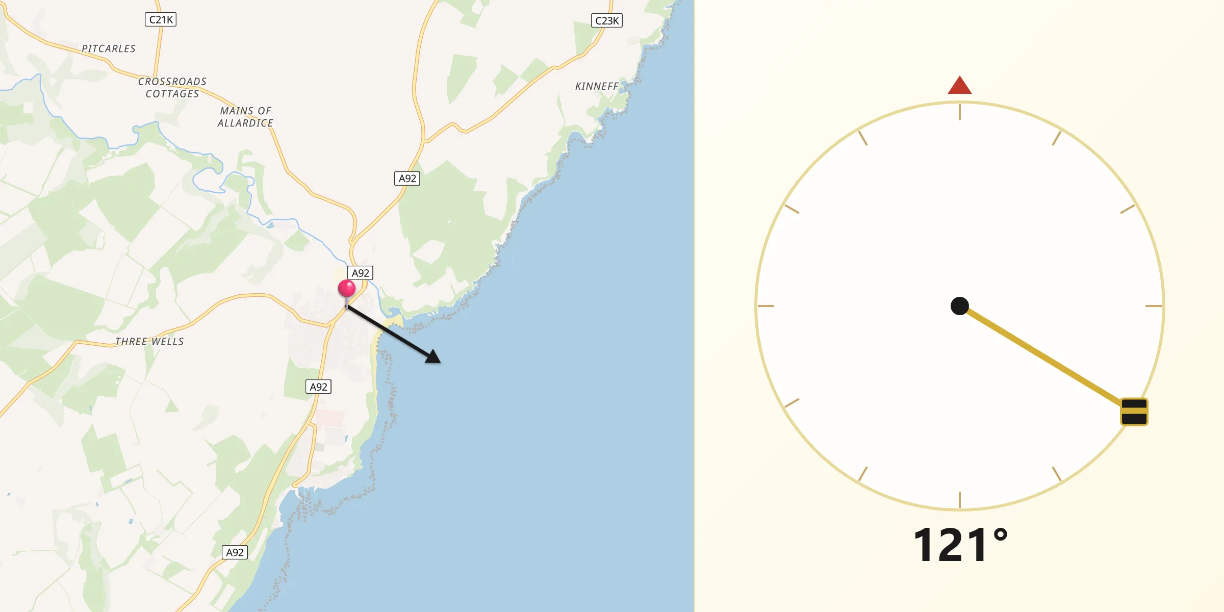 Qibla Direction from Inverbervie