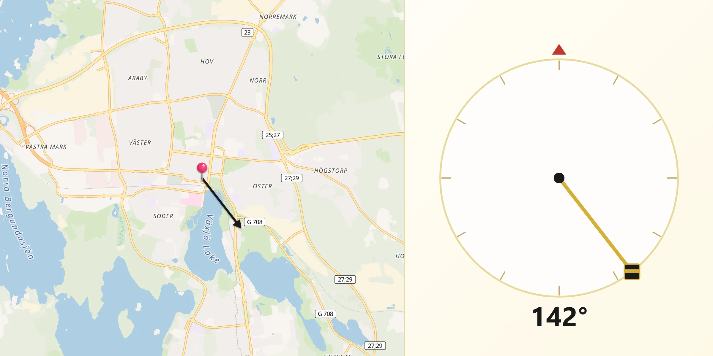 Qibla Riktning från Växjö