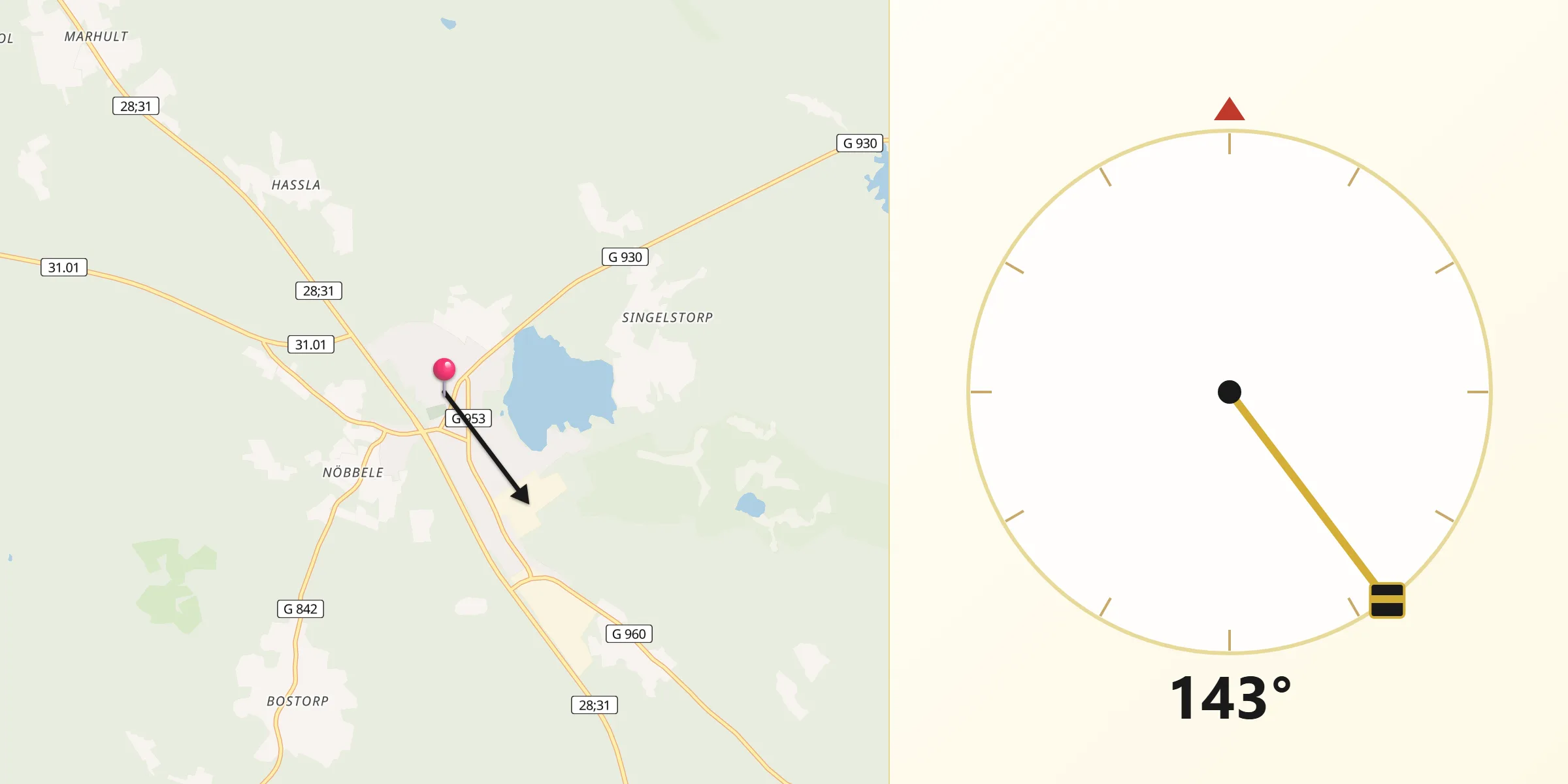 Qibla Riktning från Lenhovda