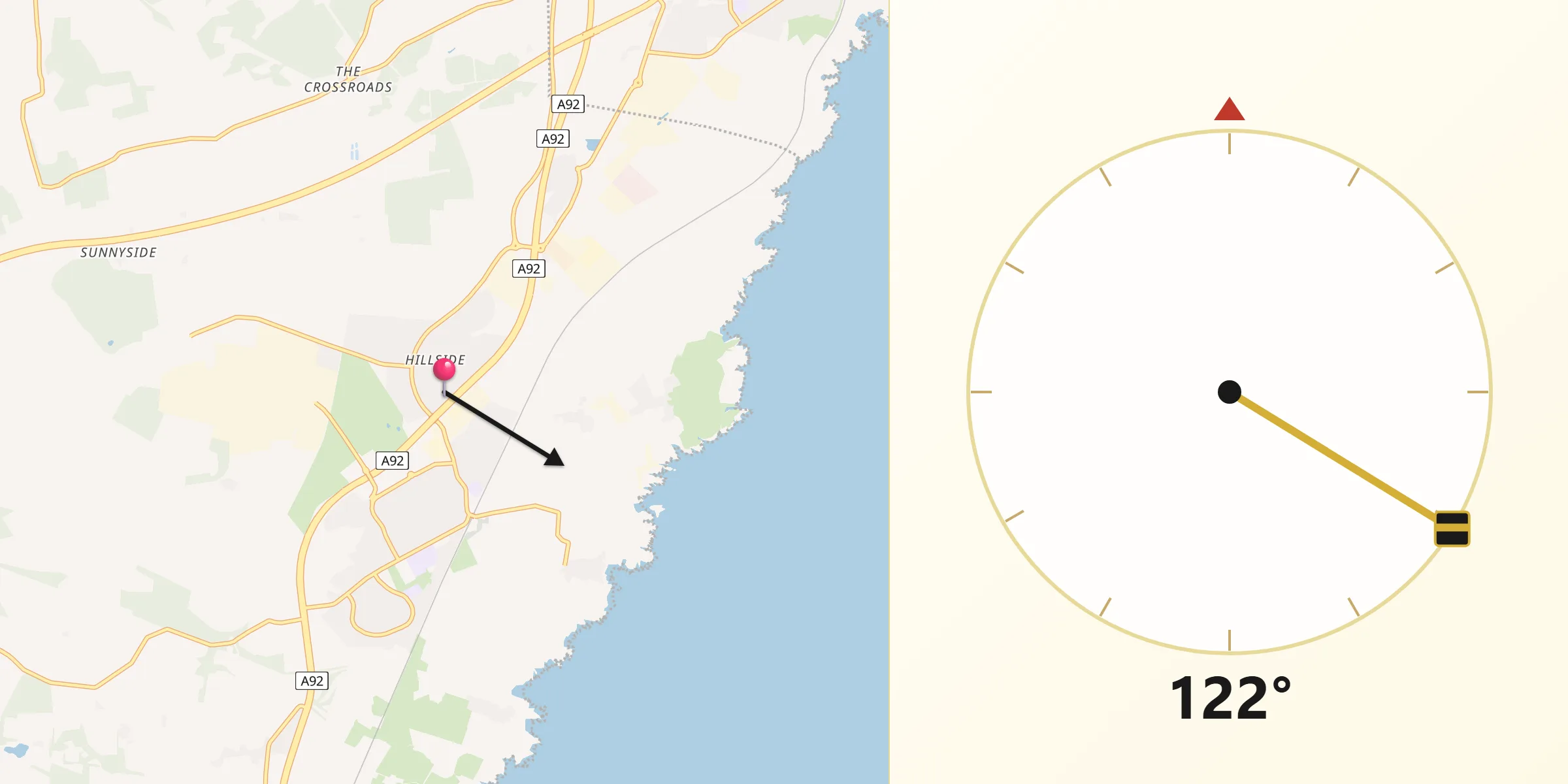 Qibla Direction from Portlethen
