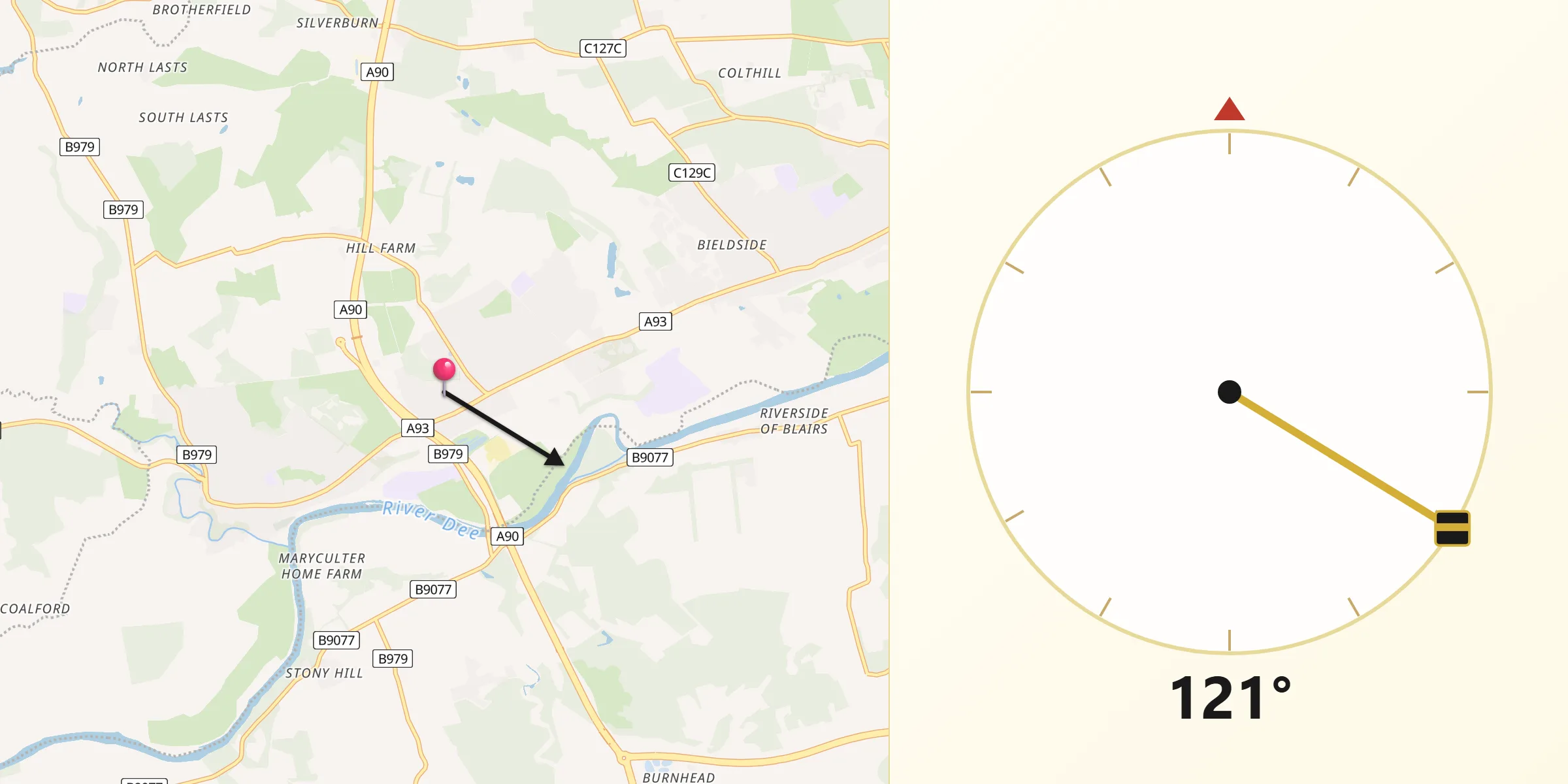 Qibla Direction from Milltimber