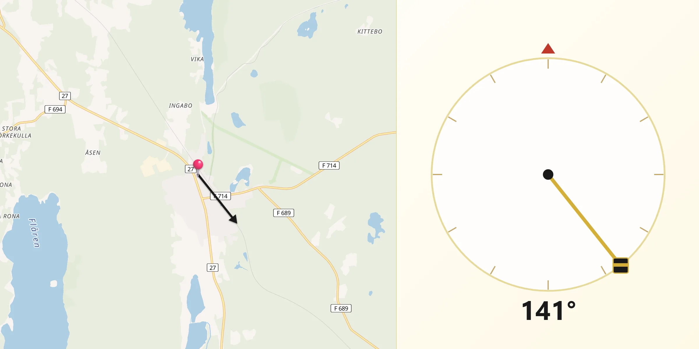 Qibla Riktning från Bor