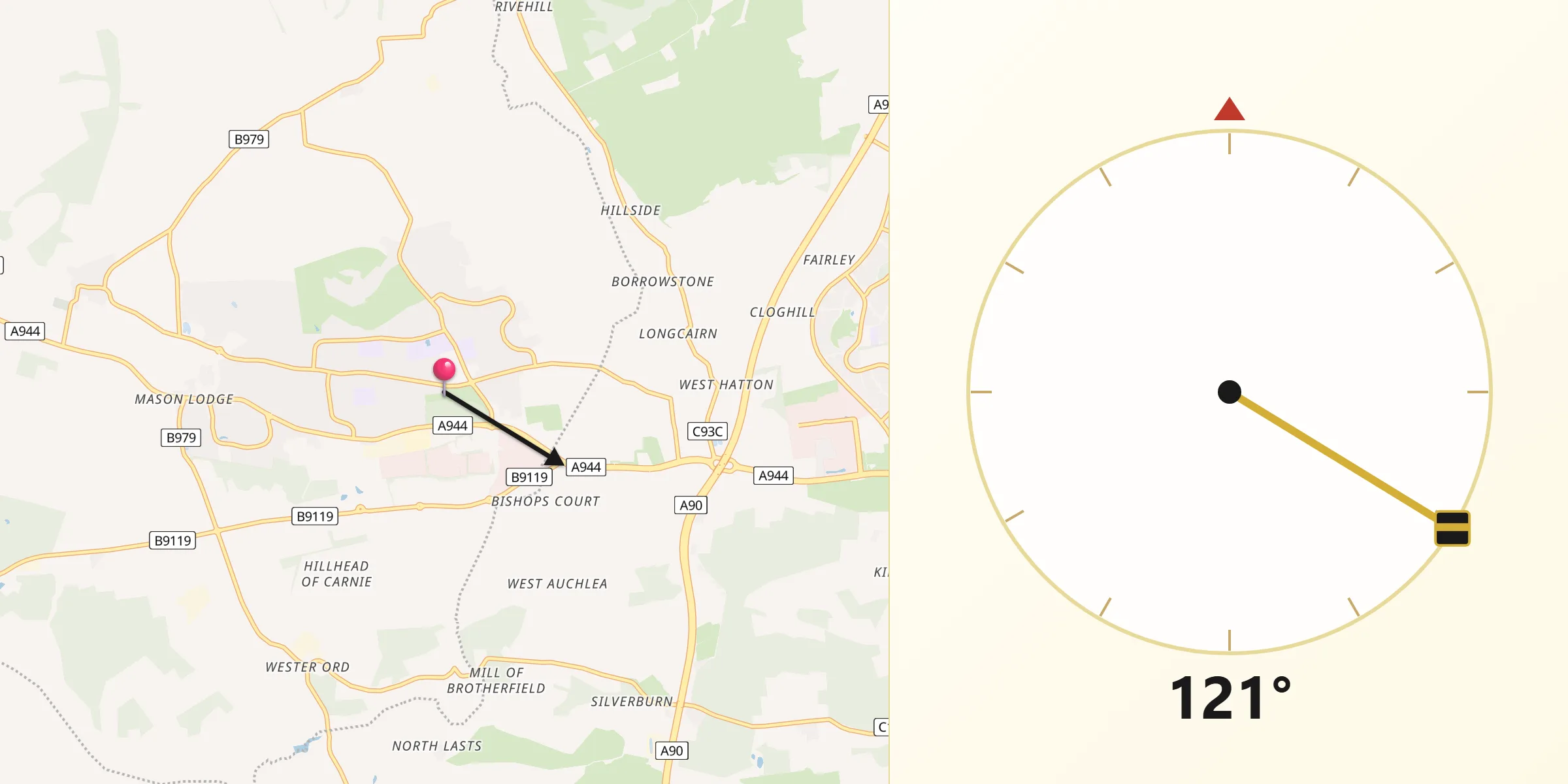 Qibla Direction from Westhill