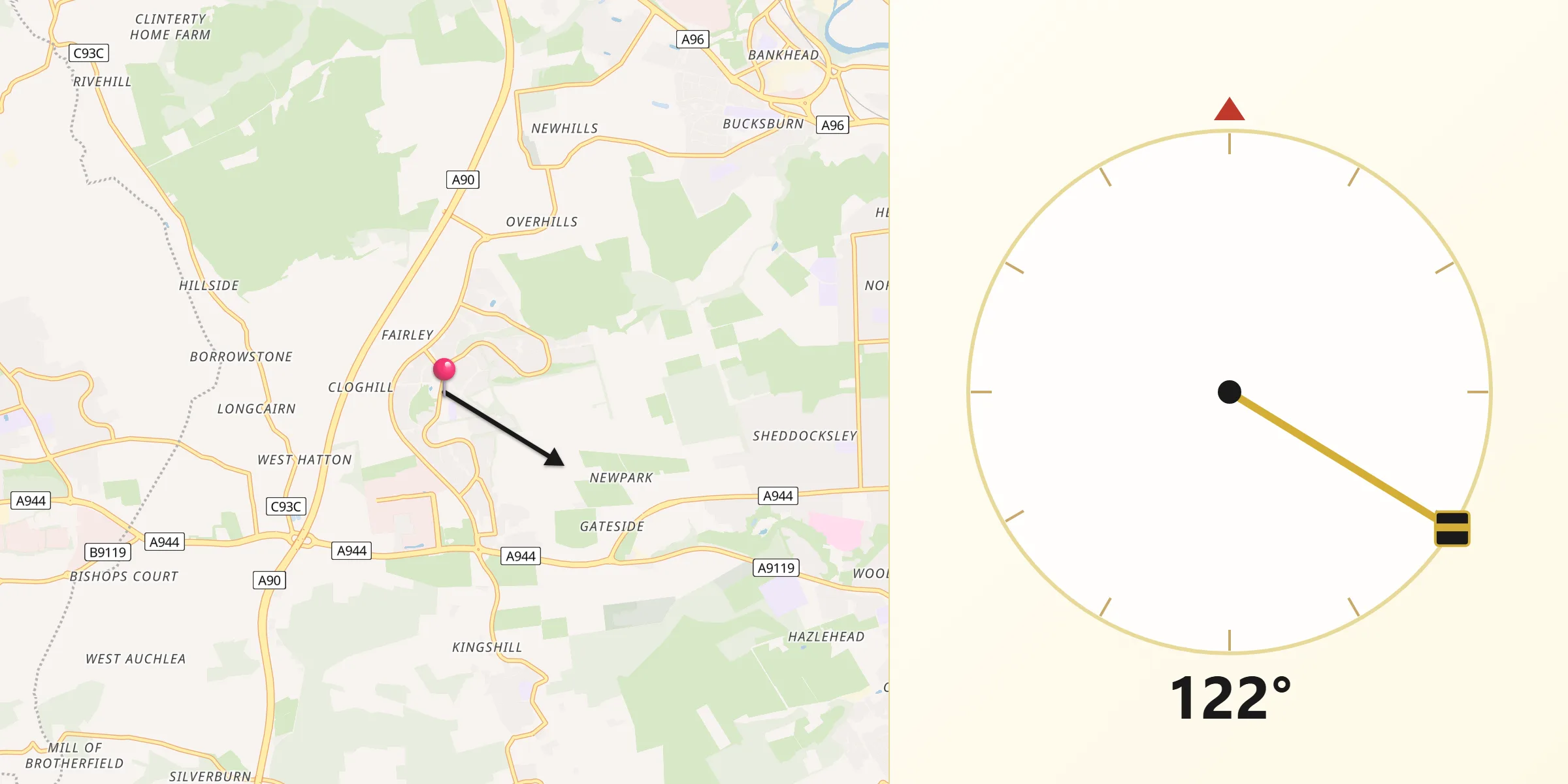 Qibla Direction from Kingswells