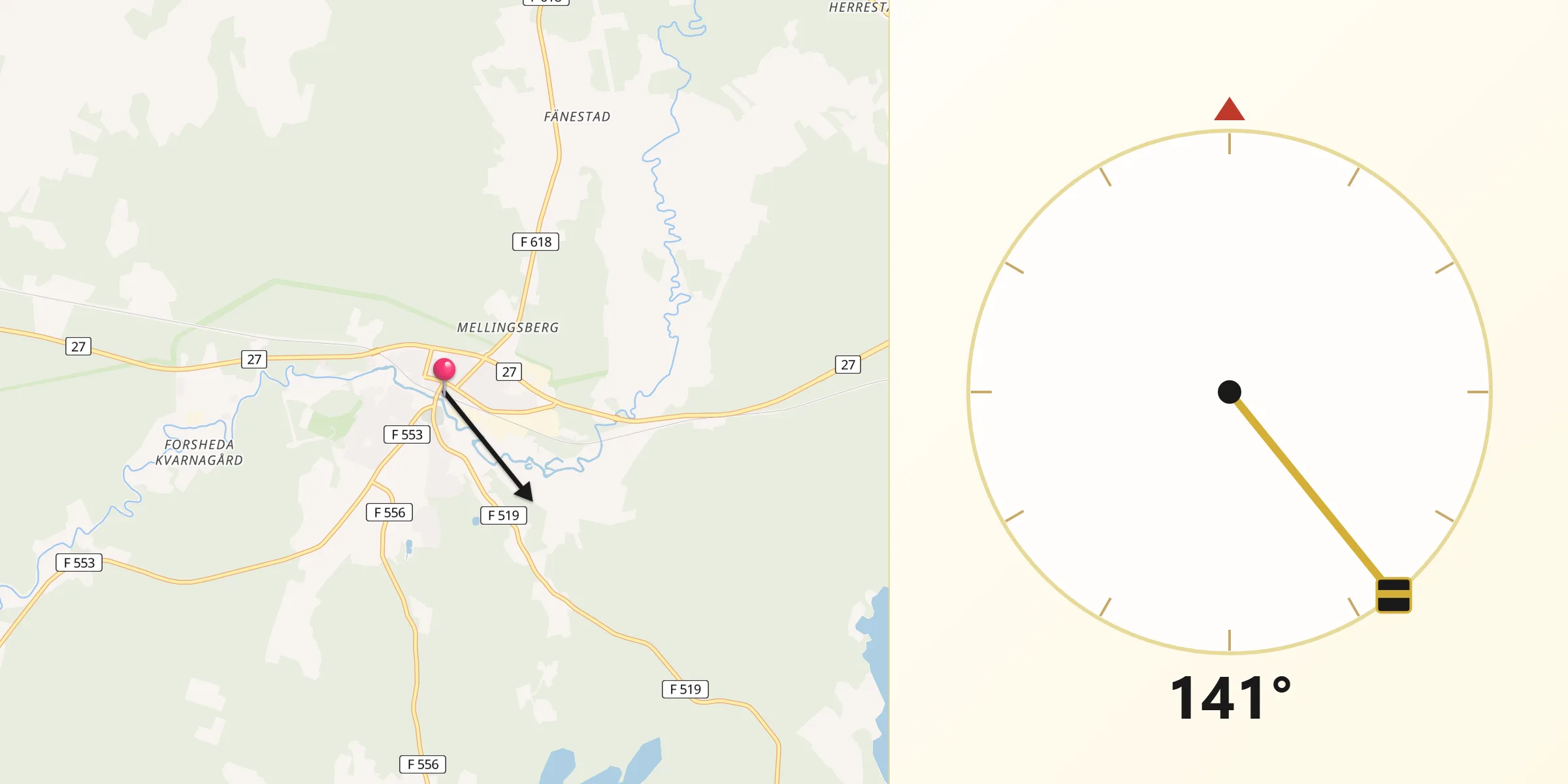 Qibla Riktning från Forsheda
