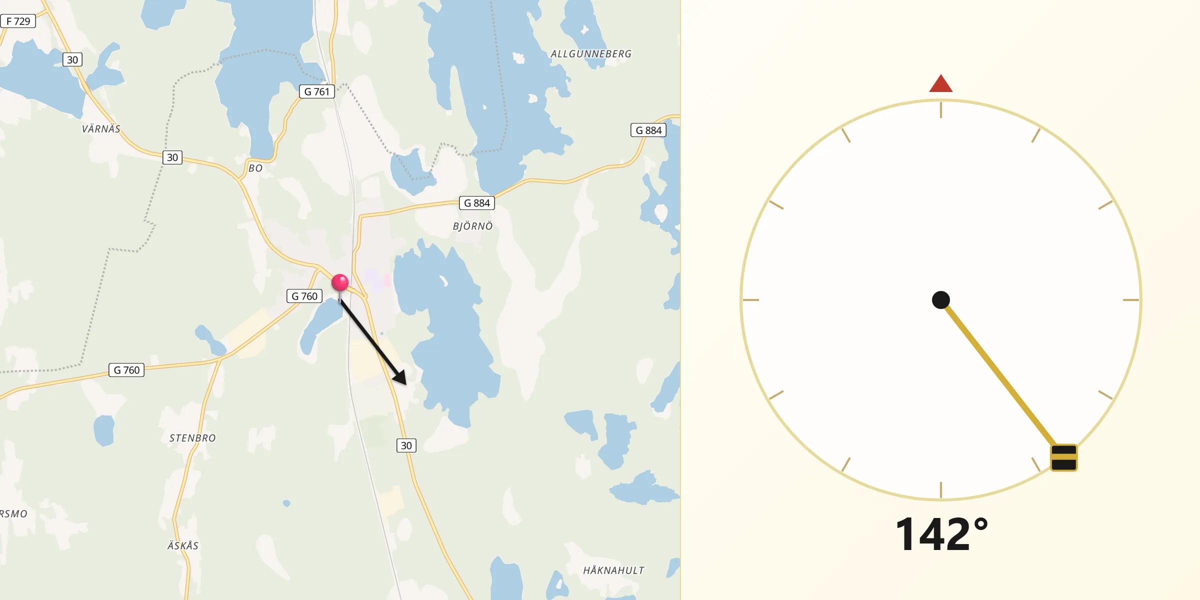 Qibla Riktning från Lammhult
