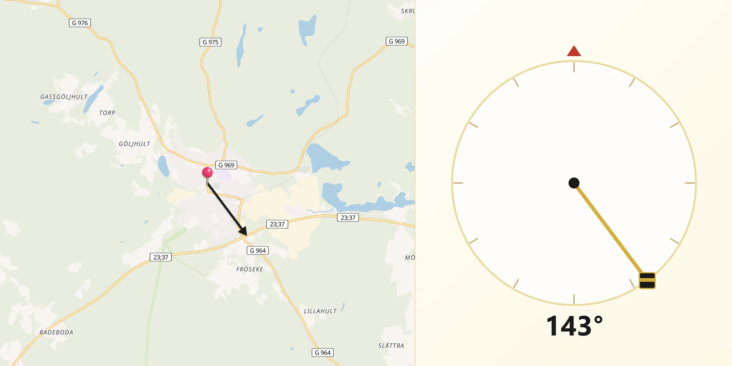 Qibla Riktning från Åseda
