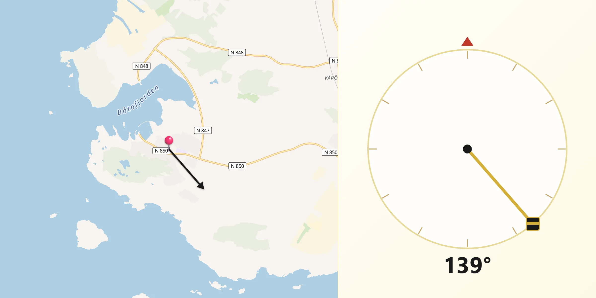 Qibla Riktning från Bua