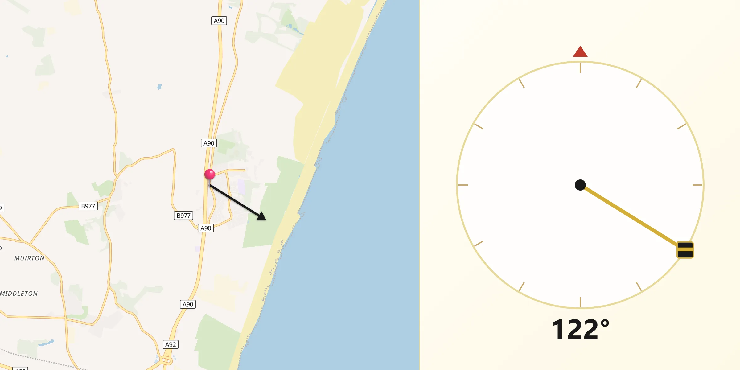 Qibla Direction from Balmedie