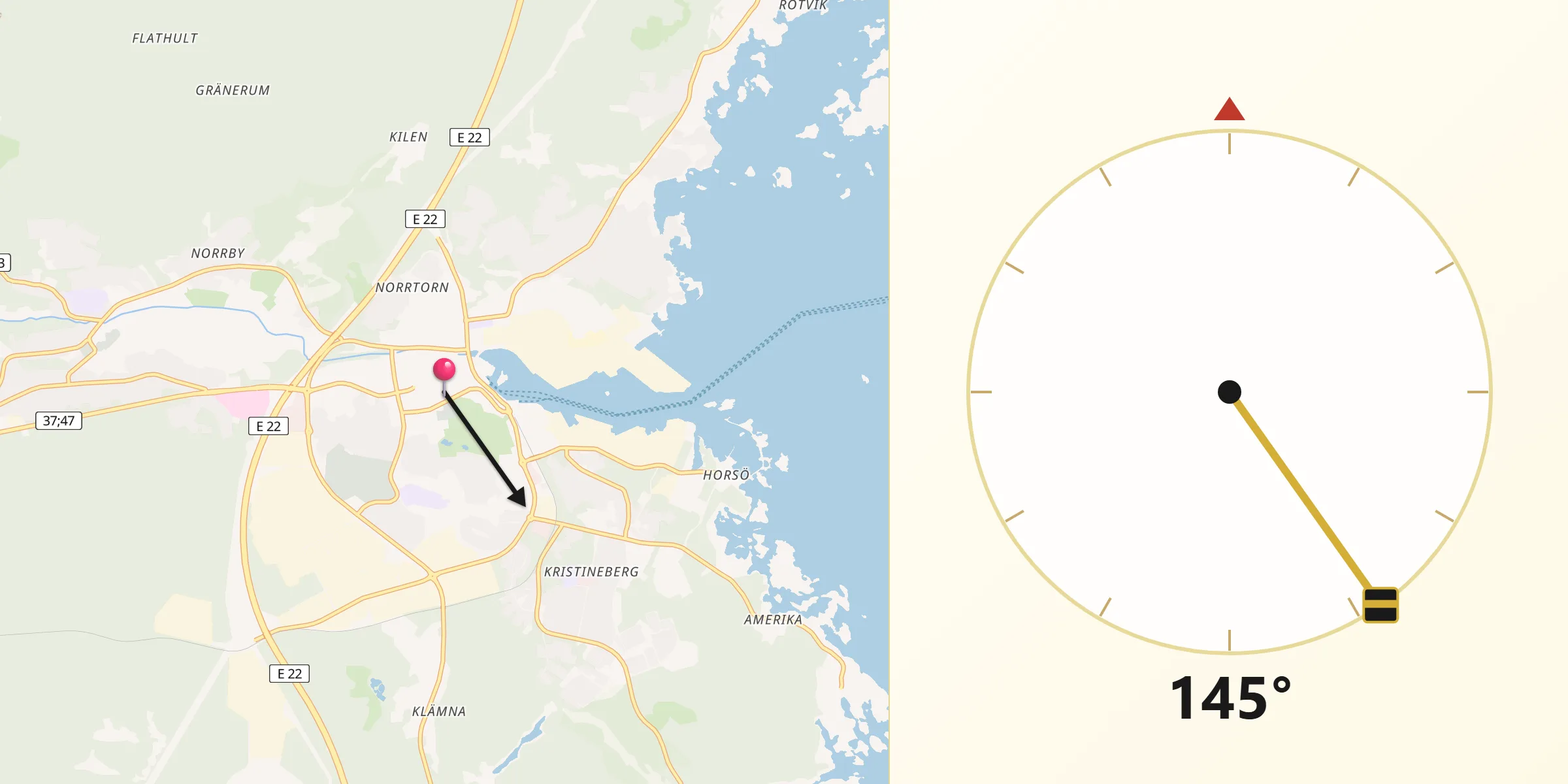 Qibla Riktning från Oskarshamn