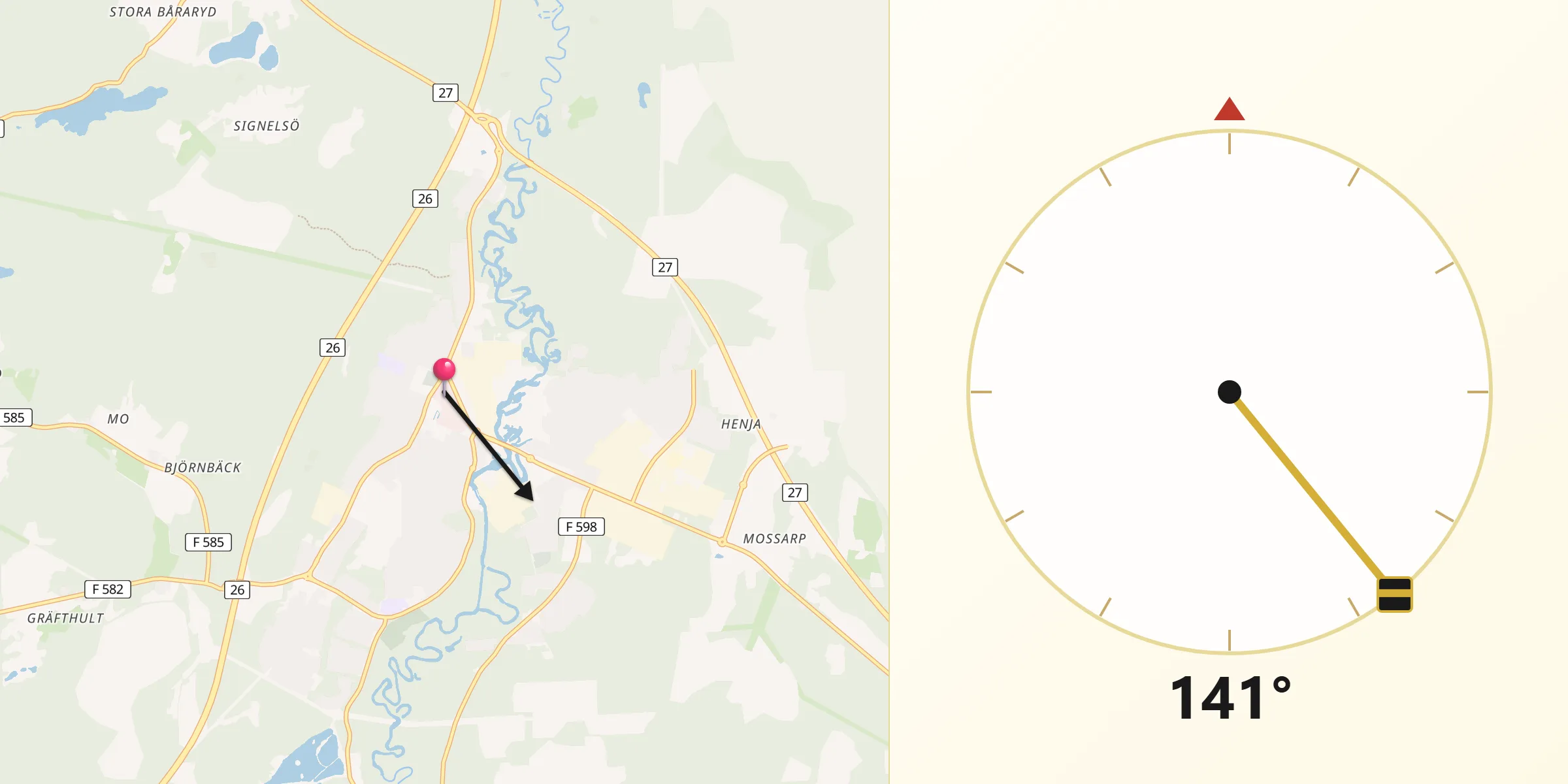 Qibla Riktning från Gislaved