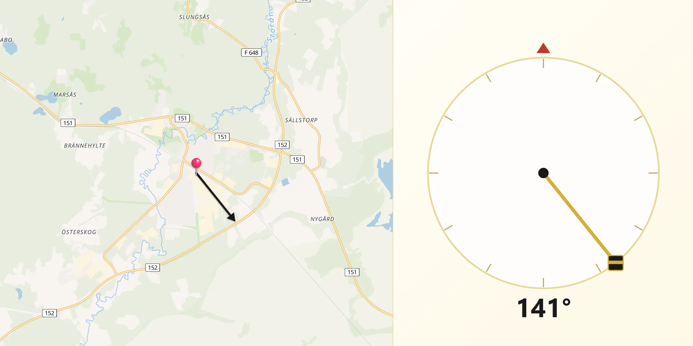 Qibla Riktning från Hillerstorp